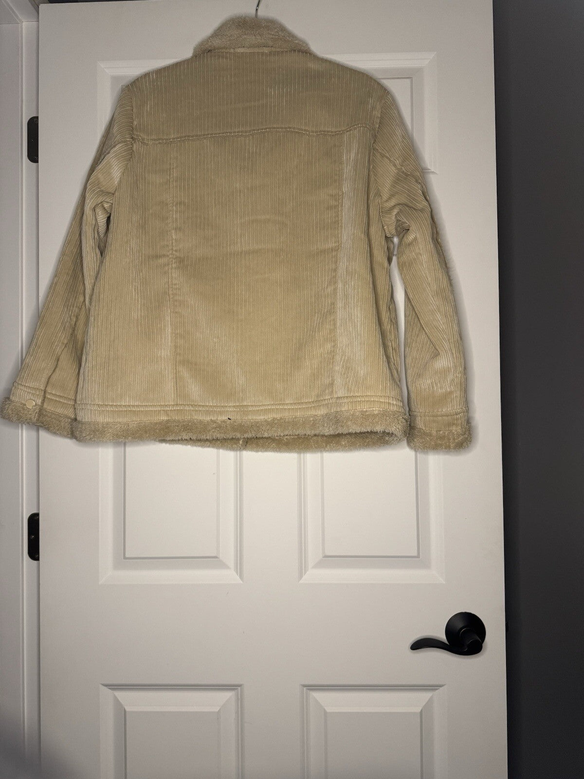 Grace And Lace Xl Cord Jacket Sherpa Lined Beige