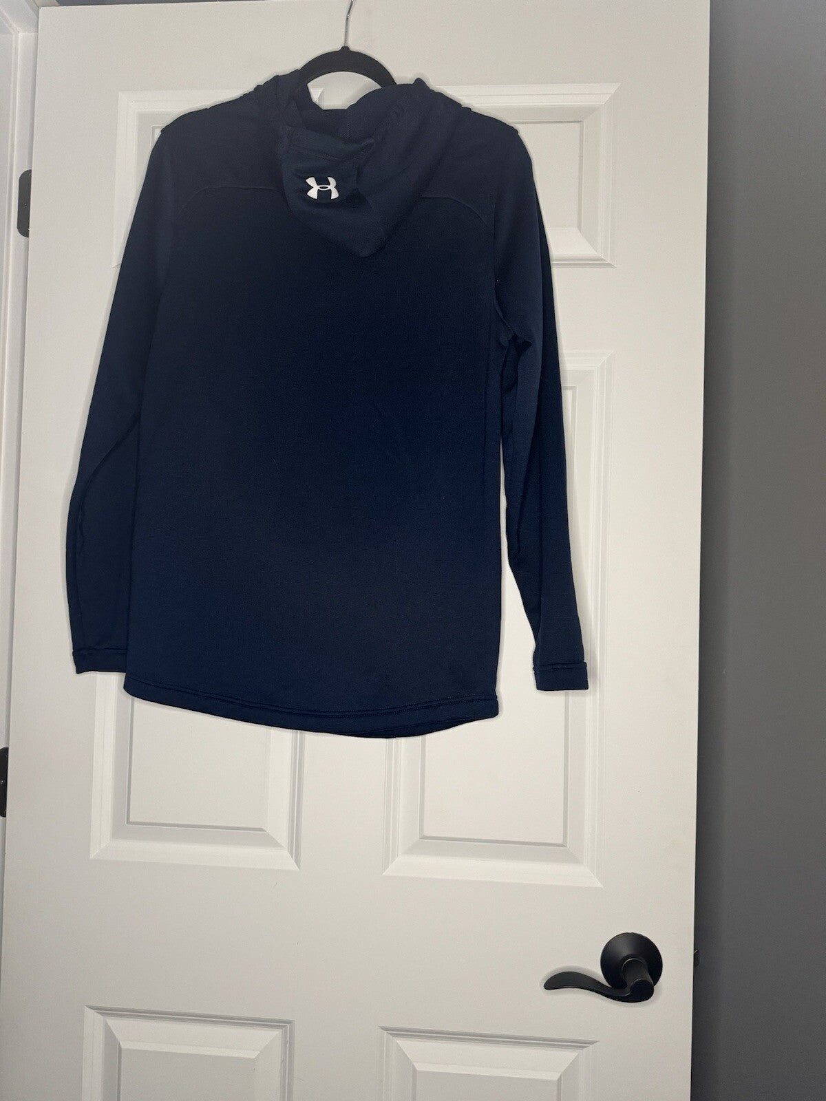 Under Armour Fitted Hooded Sweatshirt Small Navy Red White Blue Stars
