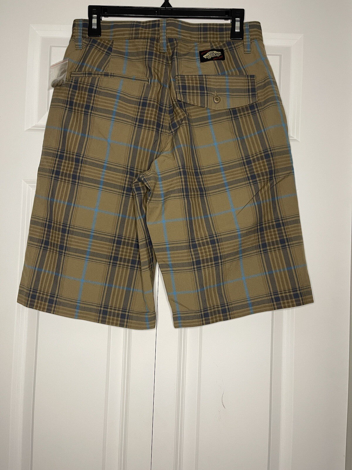 Vans shorts size 28 brown with blue stripes nwt