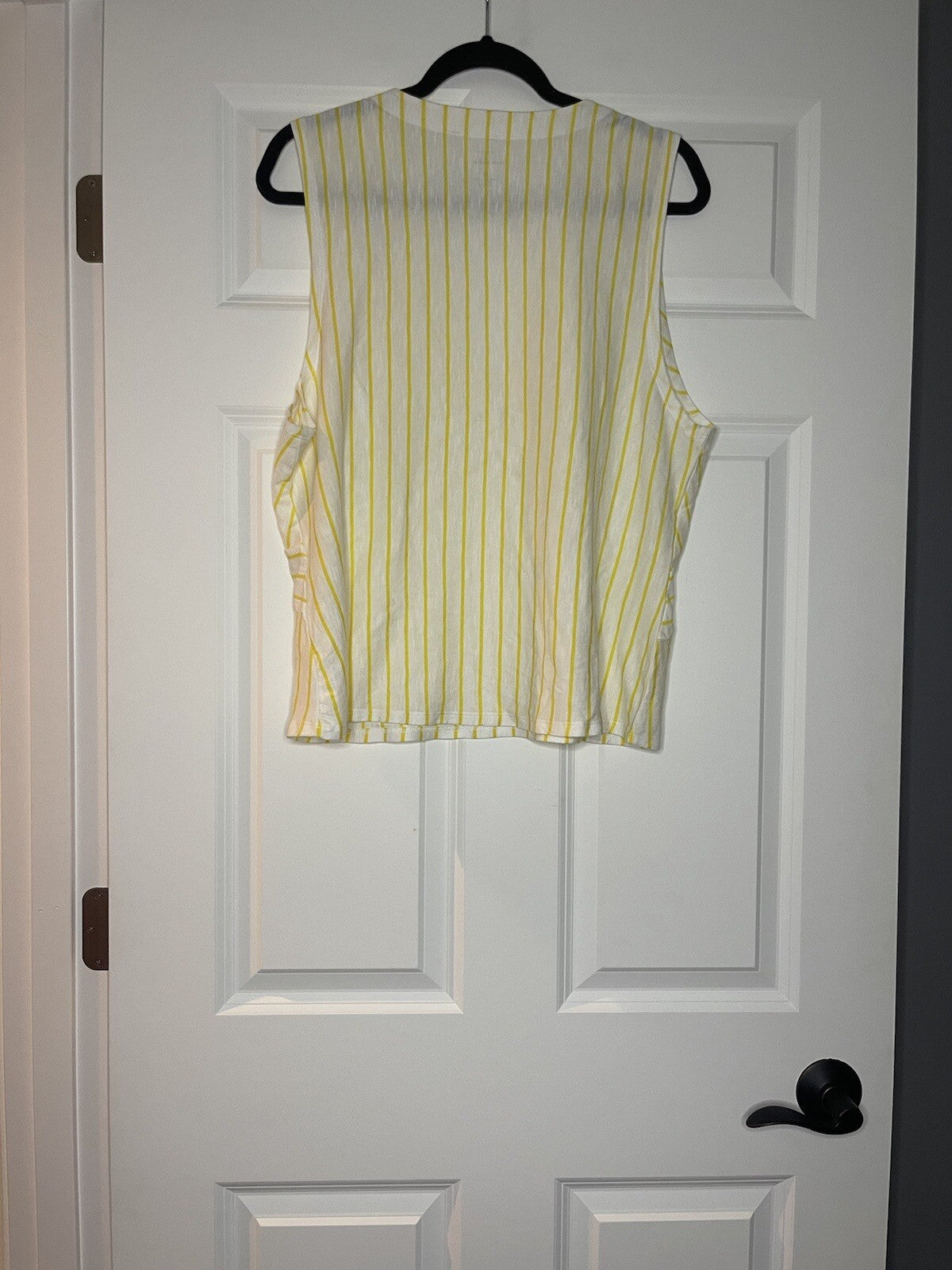 Banana Republic malibu tee sleeveless blouse yellow white stripe xl nwt