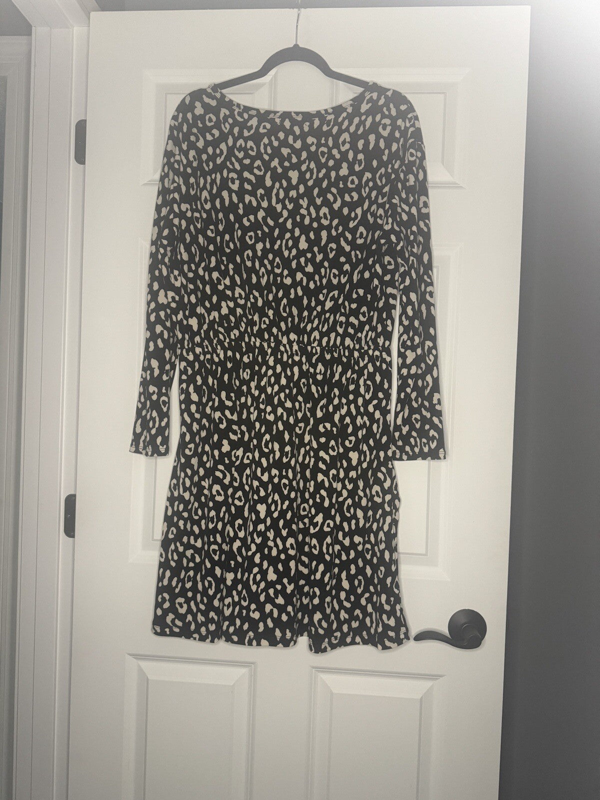 Betseys Boutique Shop Long Sleeve Dress Xl Black W Cream Print
