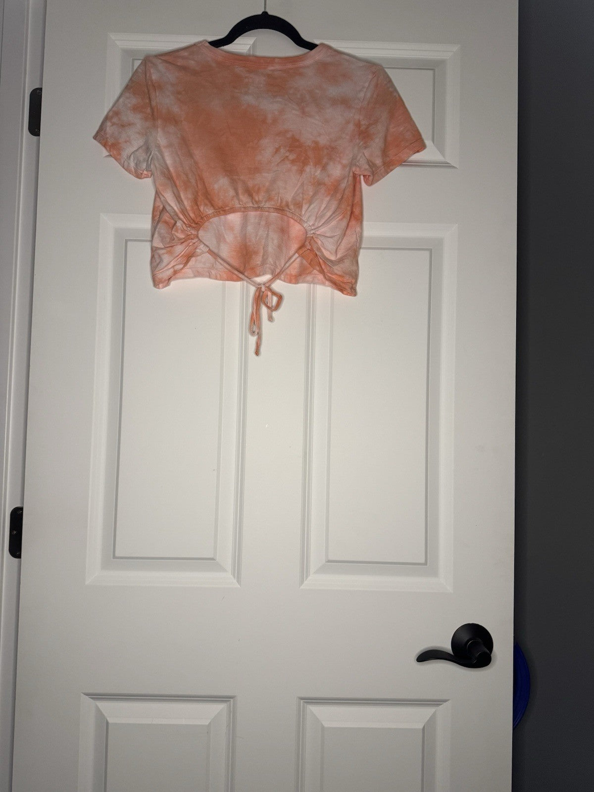 Aerie Short Sleeve Tie Dye Top With Cut Out Tie Back Small Orange White