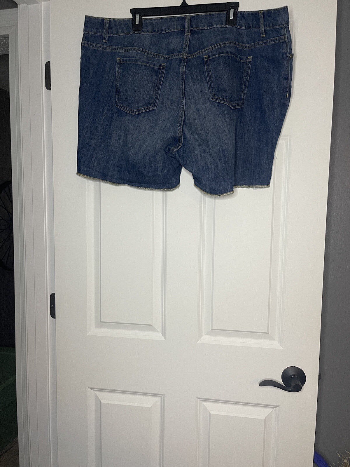 Old Navy jean shorts 22 hem stitching at bottom blue