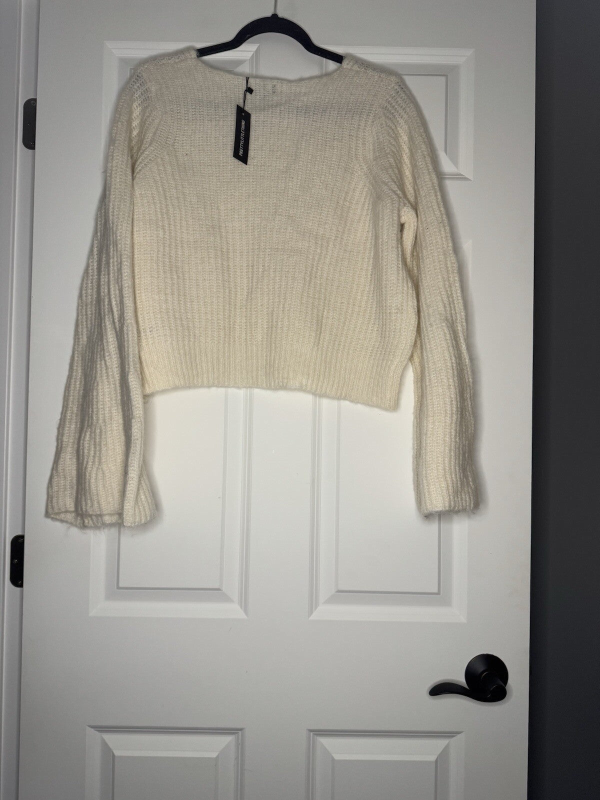 Pretty Little Things Xxl Cream Brushed Knit Cropped Sweater Nwt