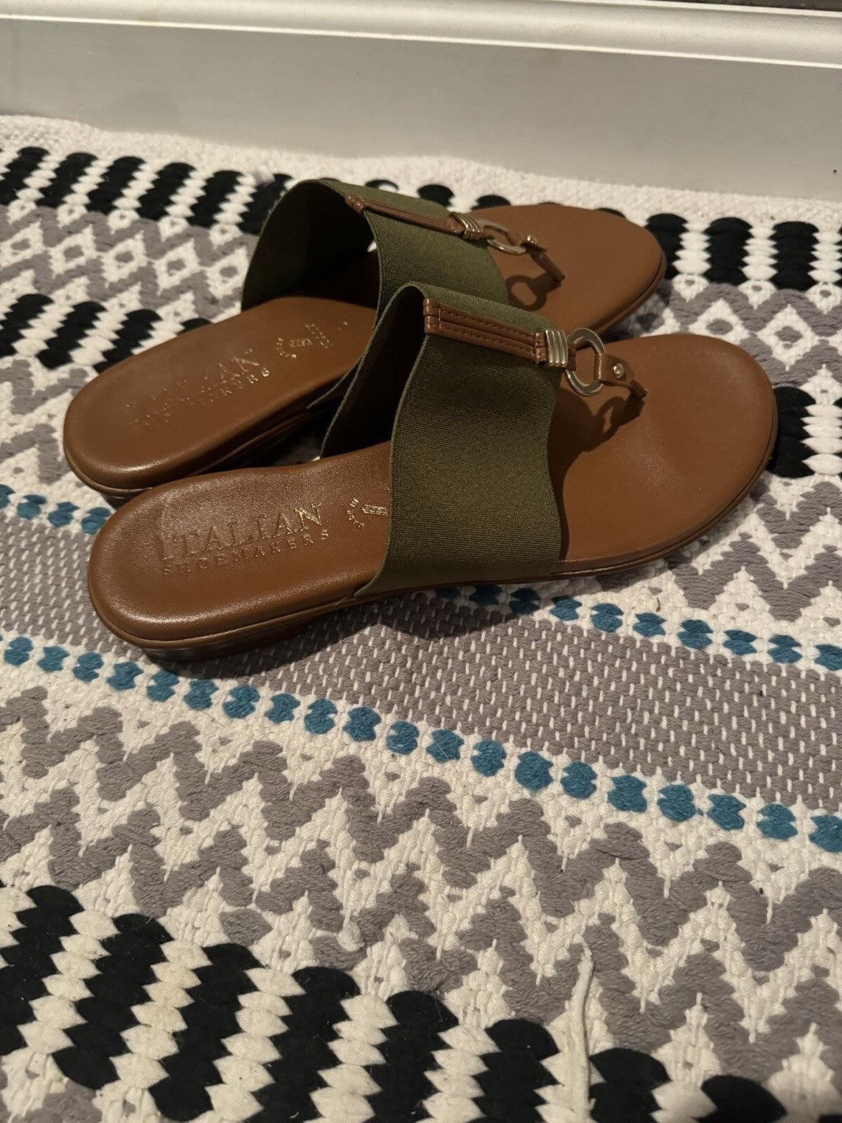 Italian Shoemakers Sandals Size 9 Green And Brown