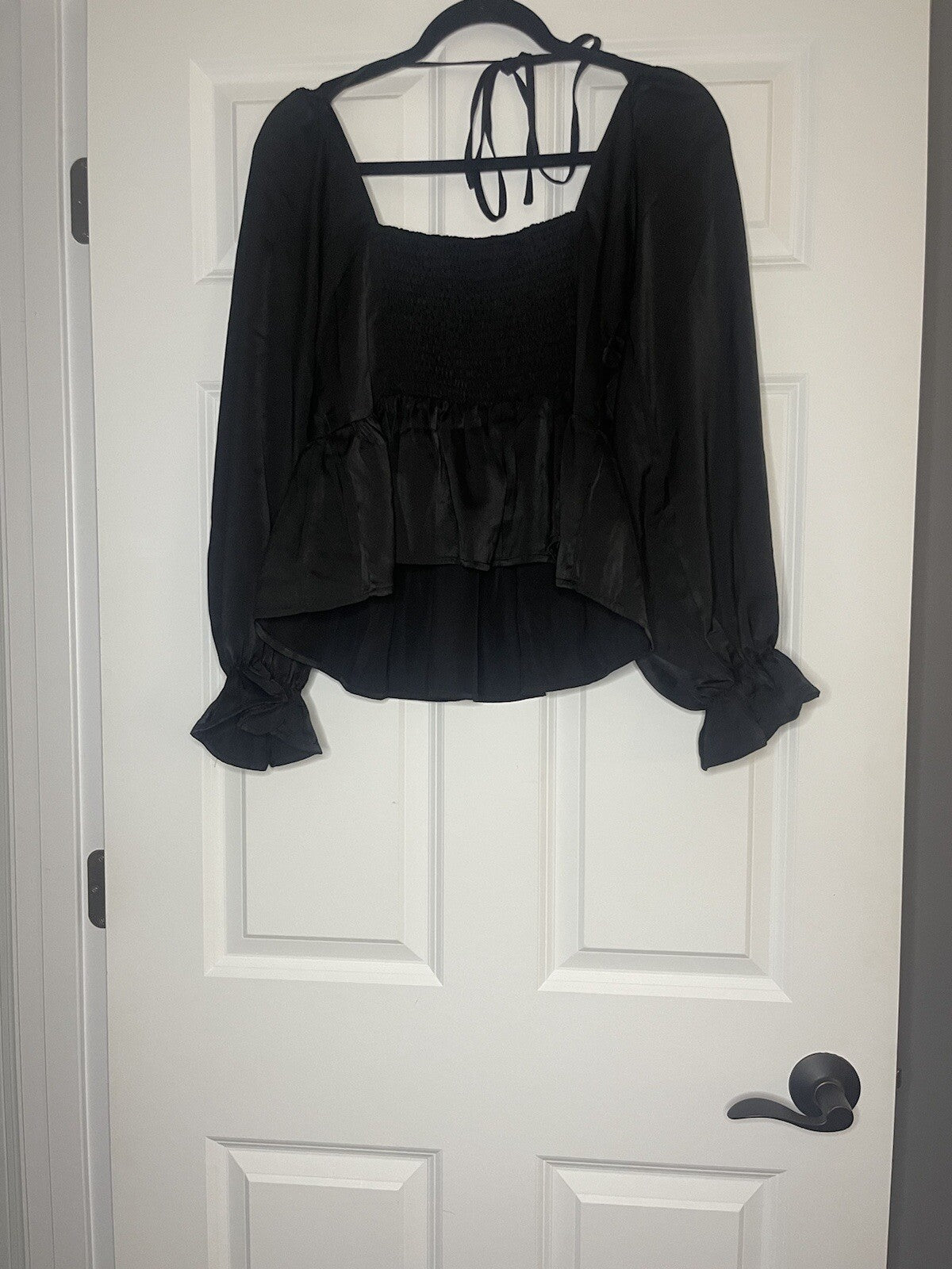 Impressions Large Blouse Black With Tie Back New With Tags