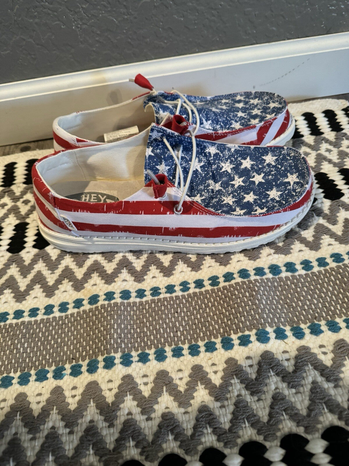 Hey Dudes American Flag Size 10 Brand New