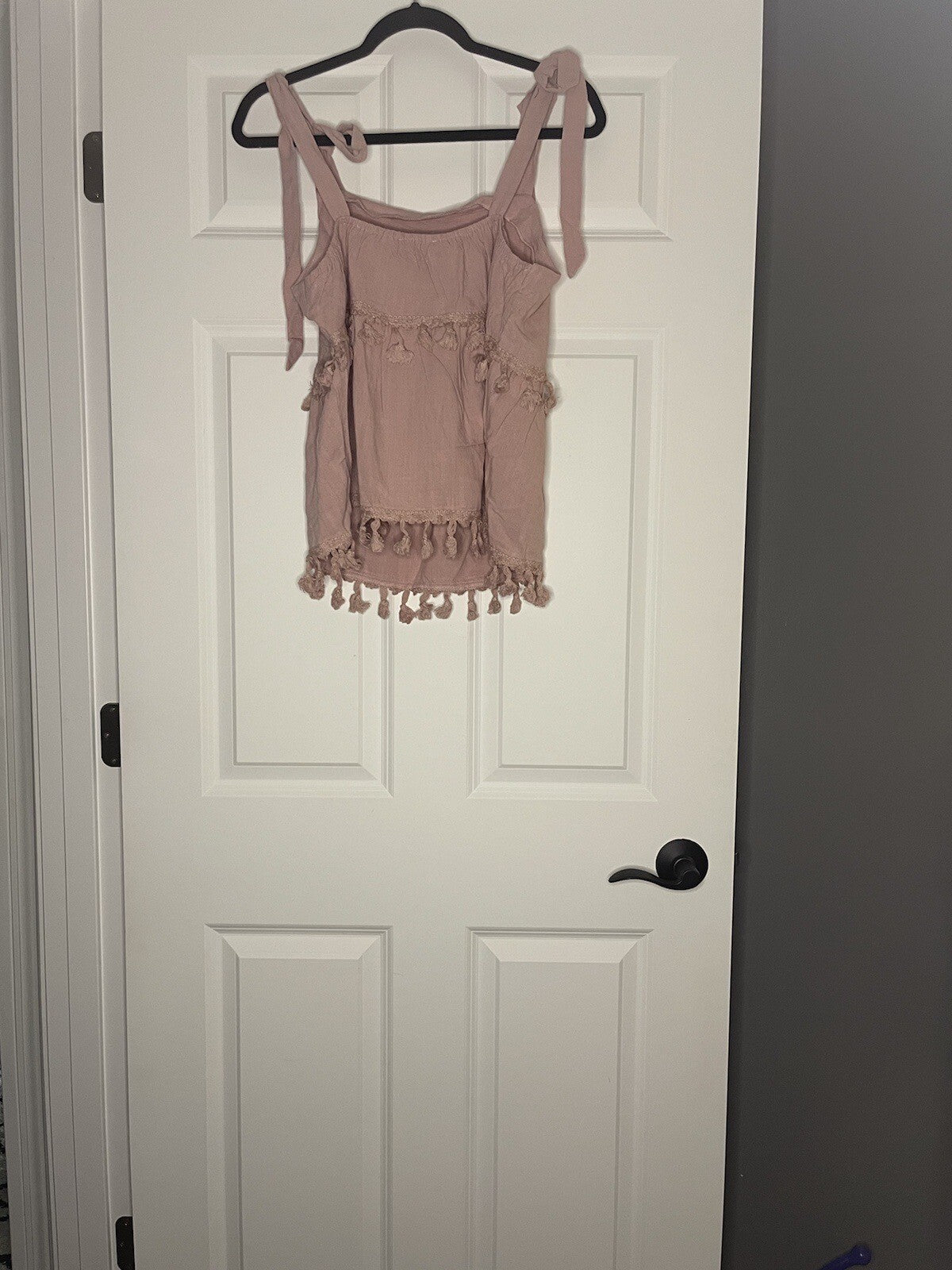 Rockin C Western Wear Sleeveless Blouse W Fringe Mauve Large New With Tags