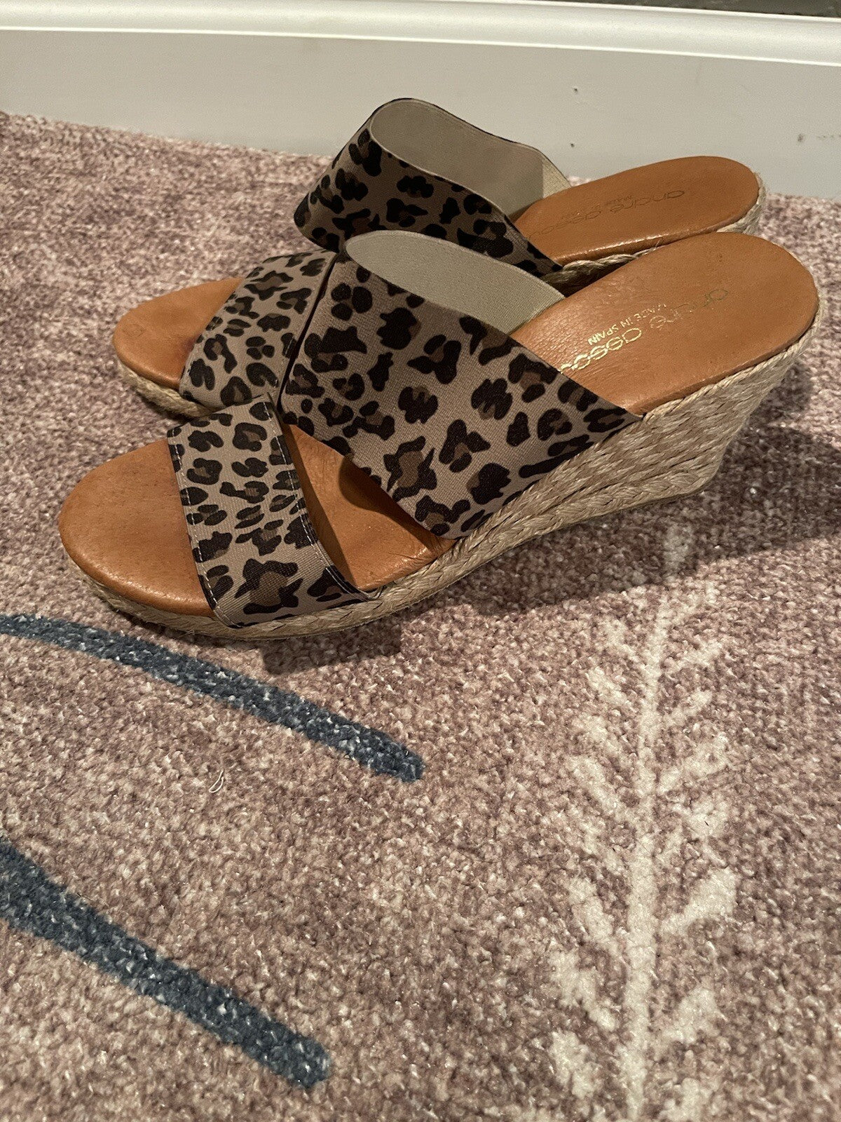Andre assous brown and black animal print sandals 39