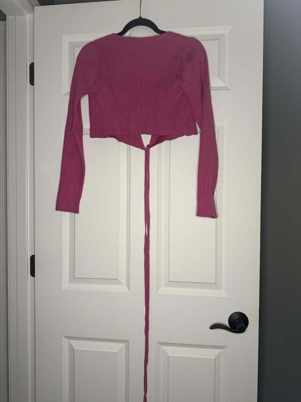 Lush Small Ribbed Sweater Wrap Pink Cropped