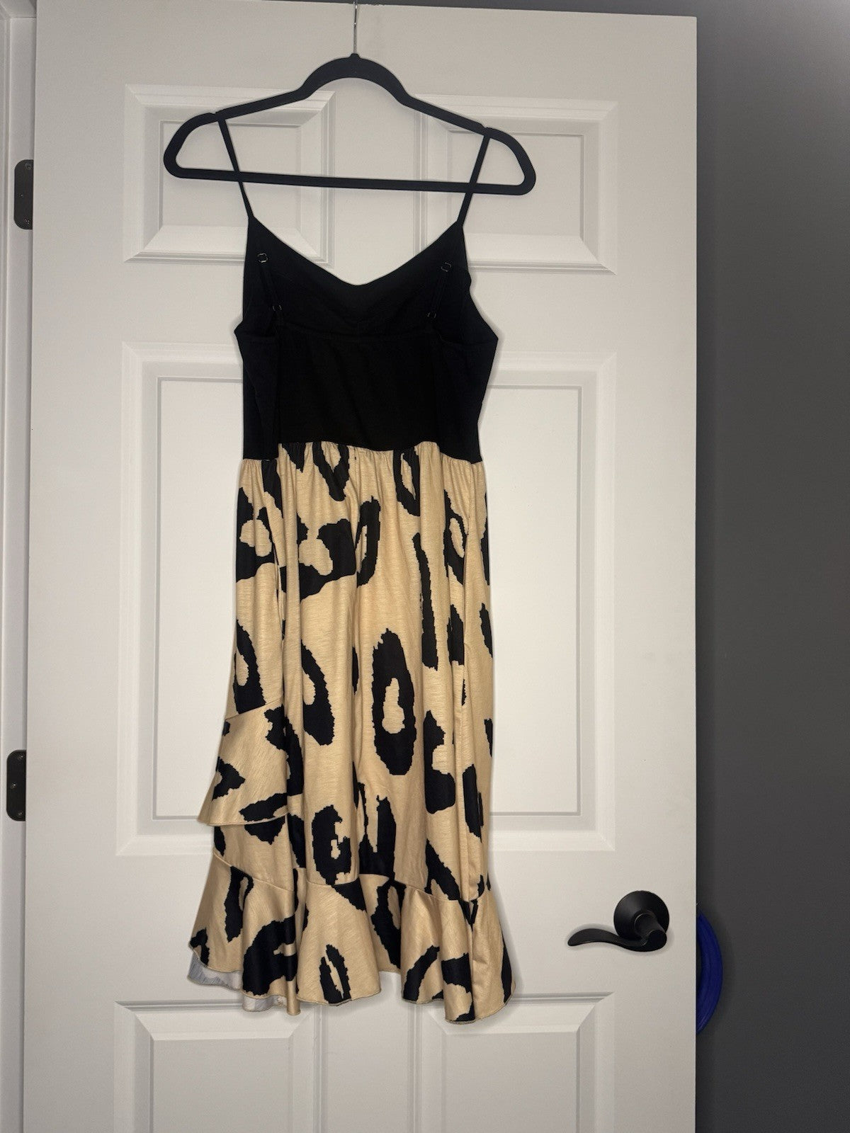 Ihot Sleeveless Dress Large Black W Brown Animal Print