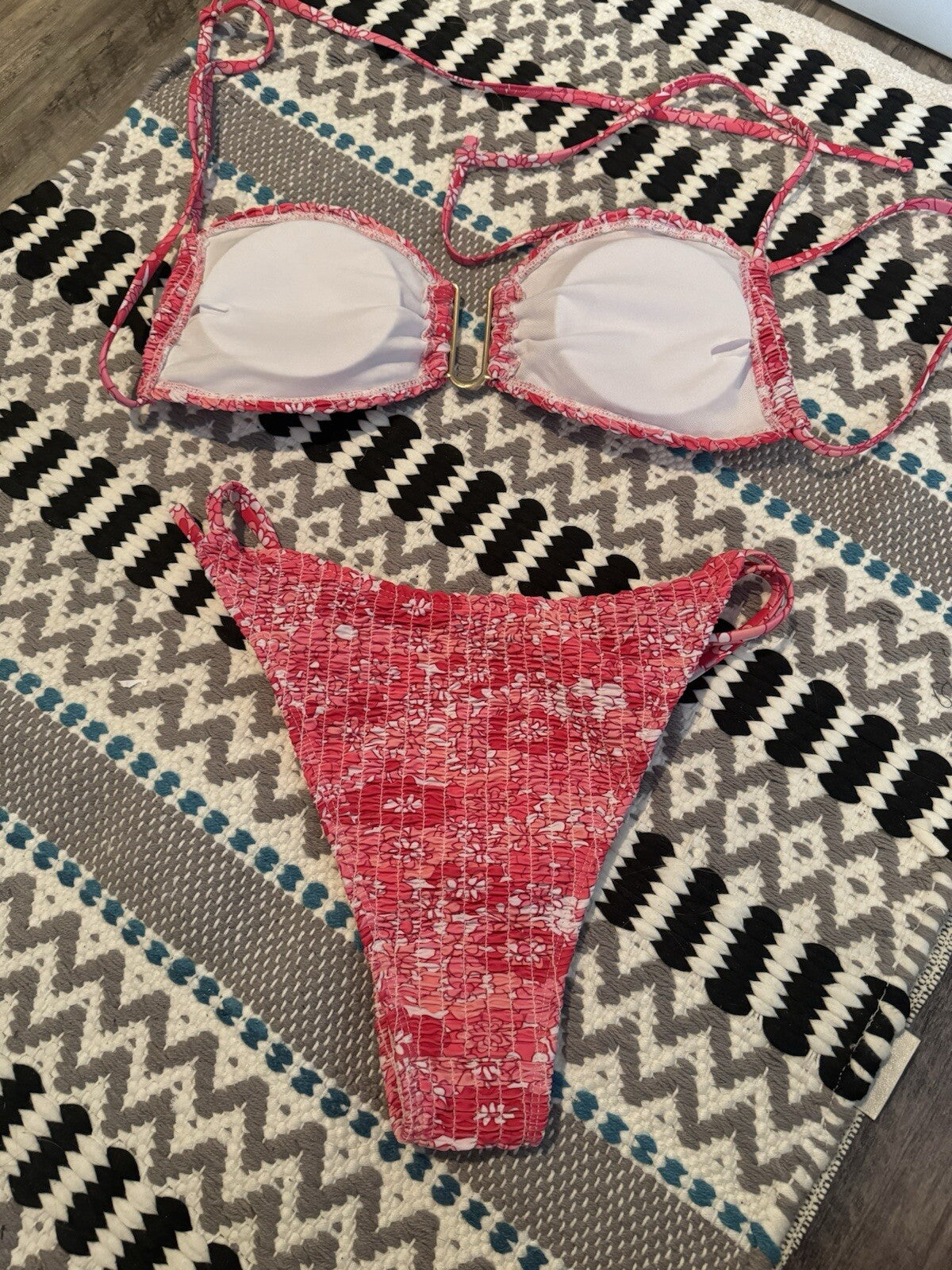 Unbranded 2 Piece Bikini Small Pink White Floral