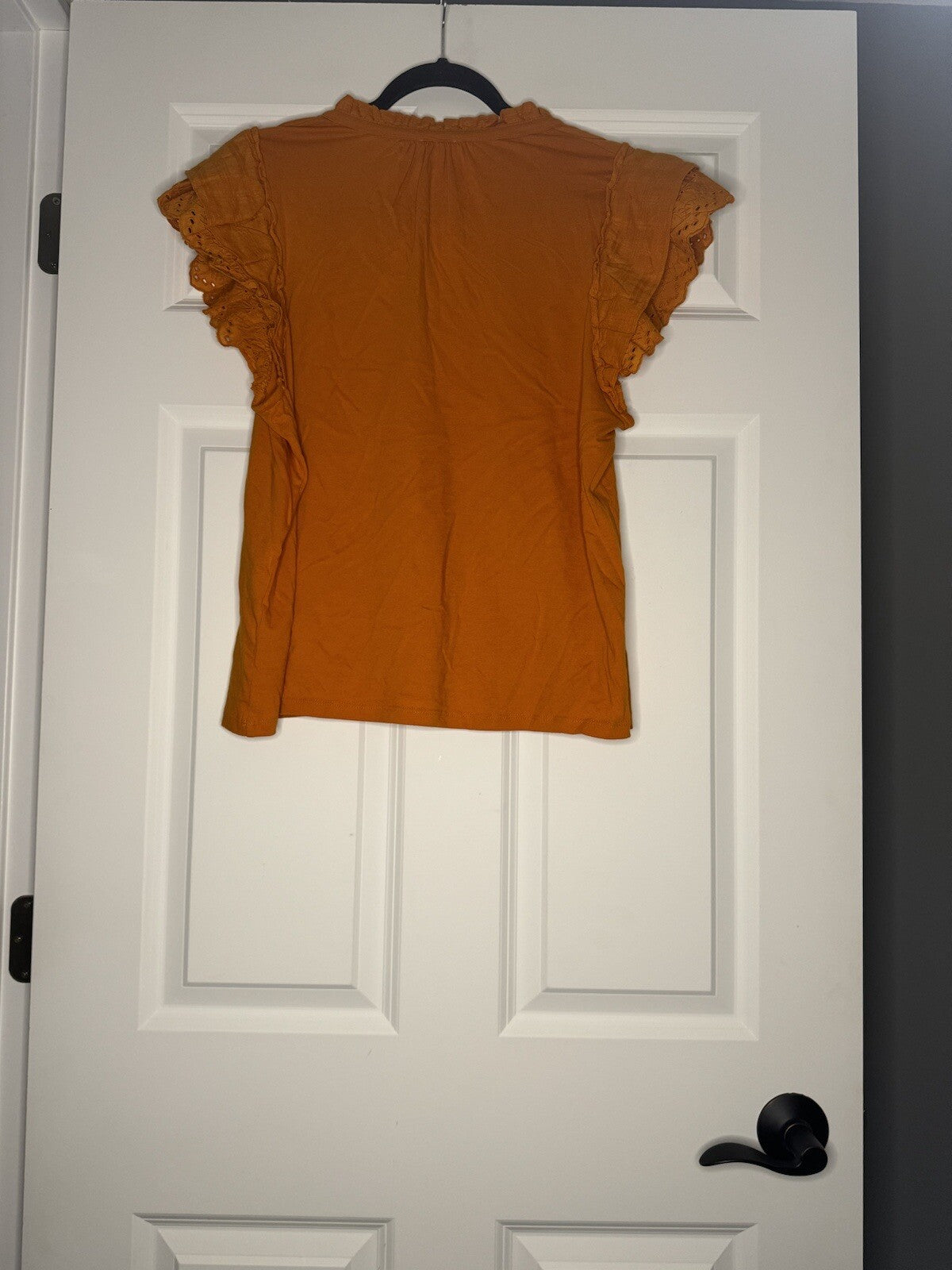 J Crew Short Sleeve Blouse Ruffle Sleeves Large Orange