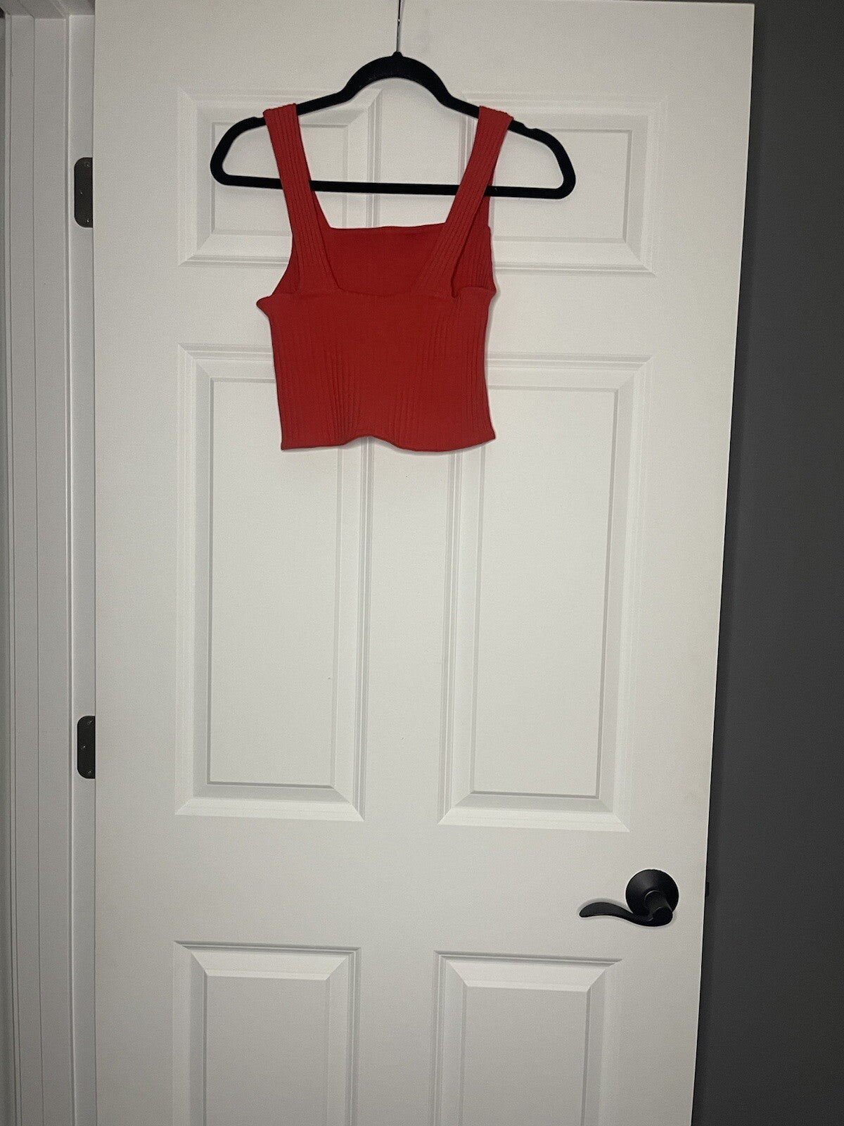 American sleeveless cropped tank top small ribbed red