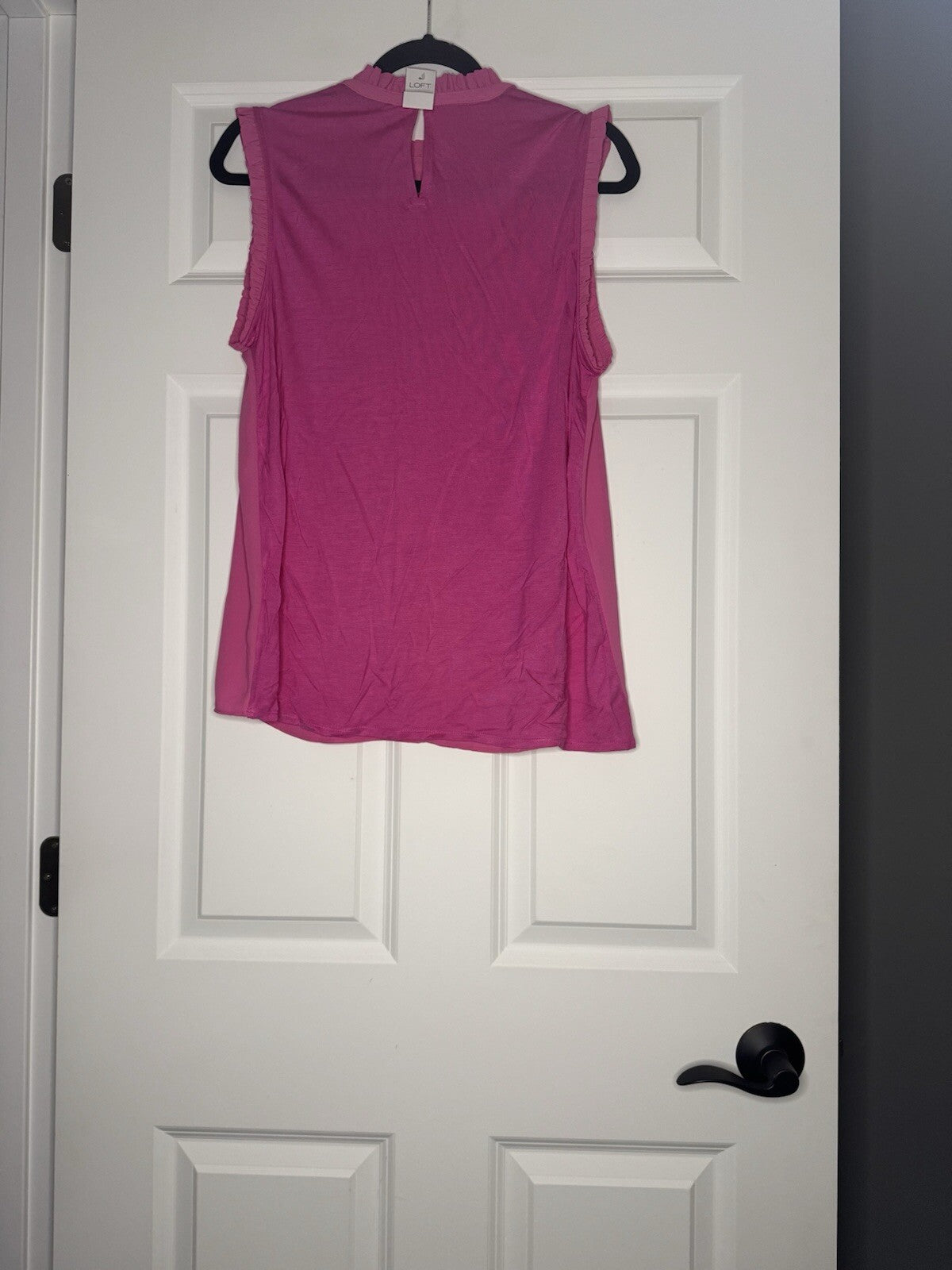 Loft Large Sleeveless Blouse Pink Ruffle Sleeve And Collar W Cut Outs Nwt