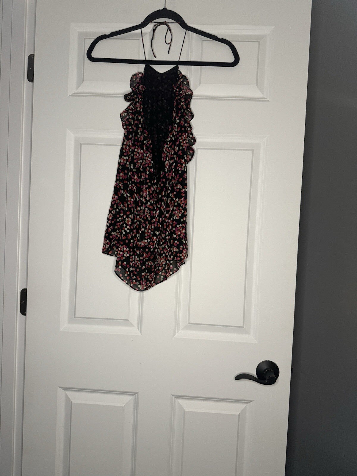 The Limited Small Halter Top Black W Cream Beige Pink Red Polka Dot