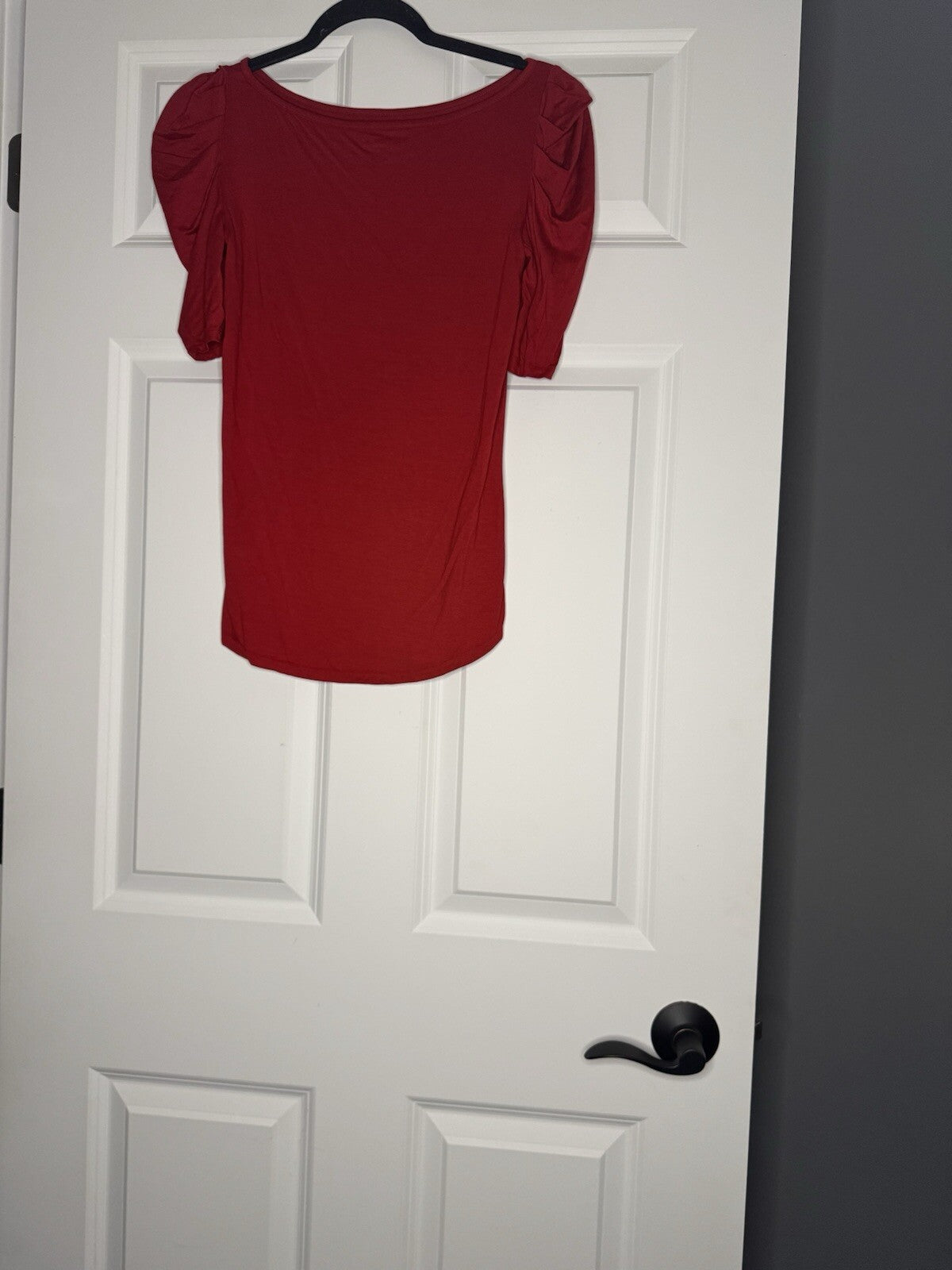 Three Dots Short Sleeve Blouse XS Cinch Sleeves Red