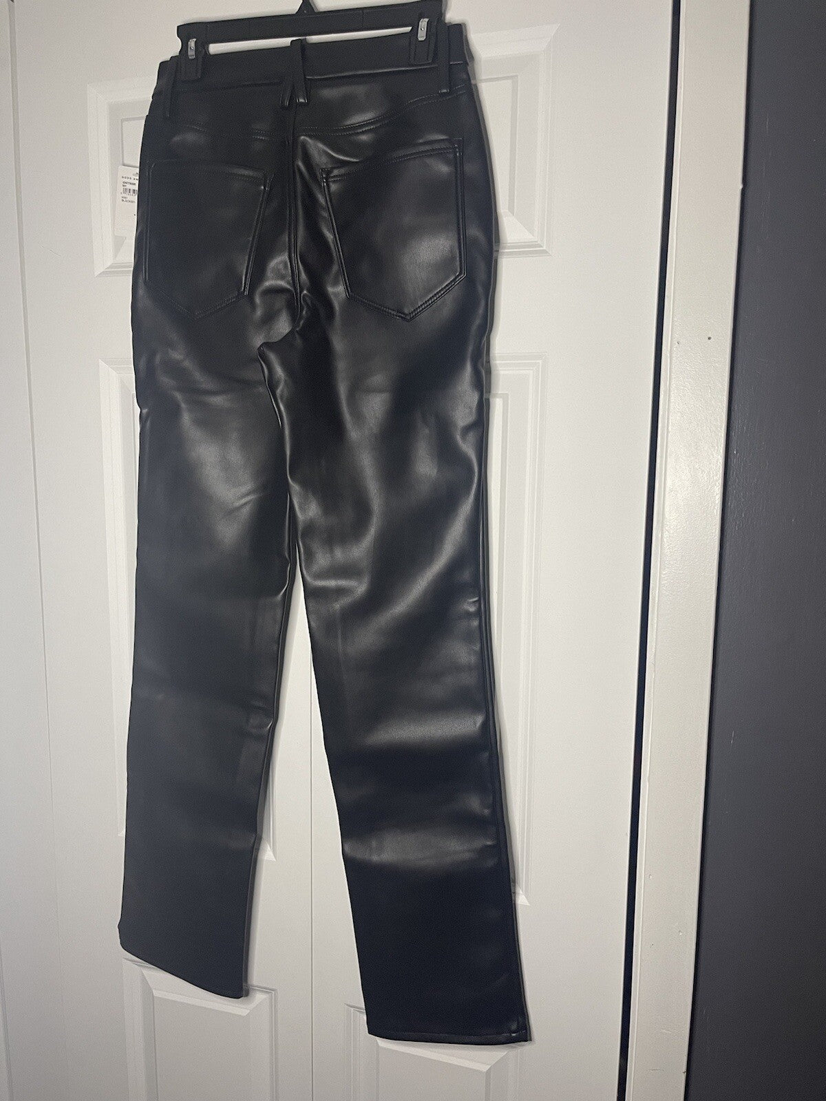 Good American Faux leather pants black size 4 with cutout NWT
