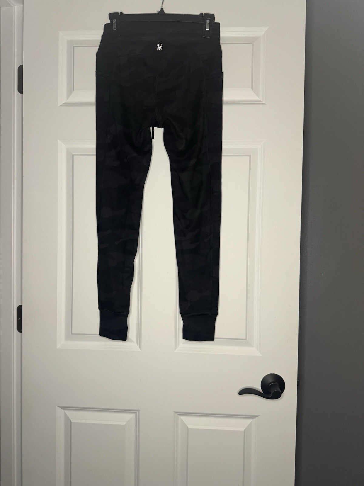 Spyder Jogger Leggings Black Gray Camo Print W Side Pockets Small