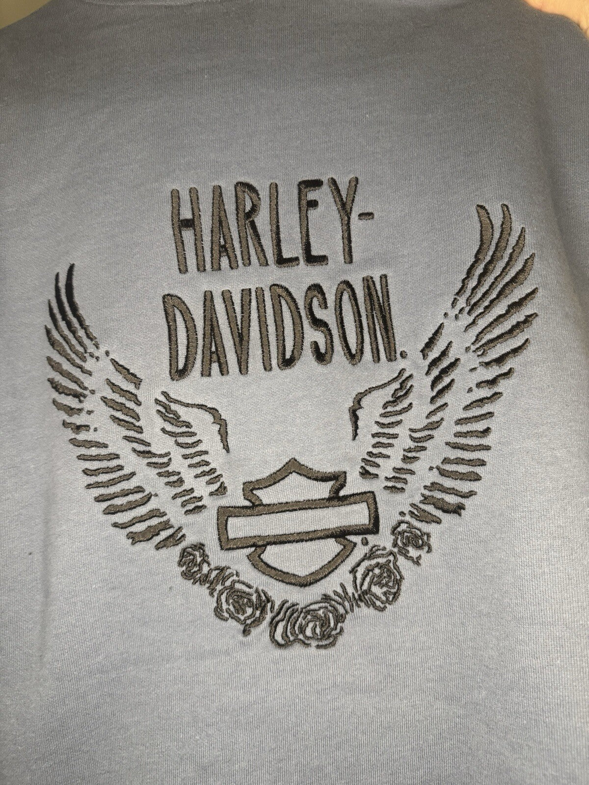 Harley Davidson Hooded Sherpa Lined Zip Up Xl Blue Wore Once