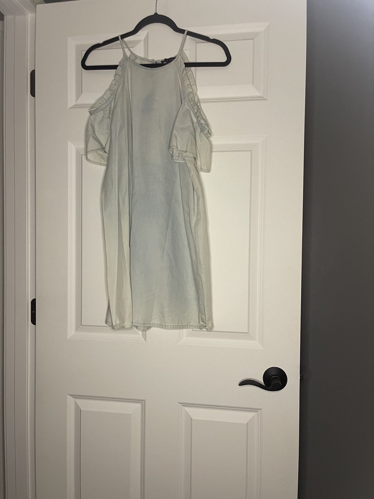 As U Wish Dress Small Light Blue Jean Cut Out Shoulders Nwt