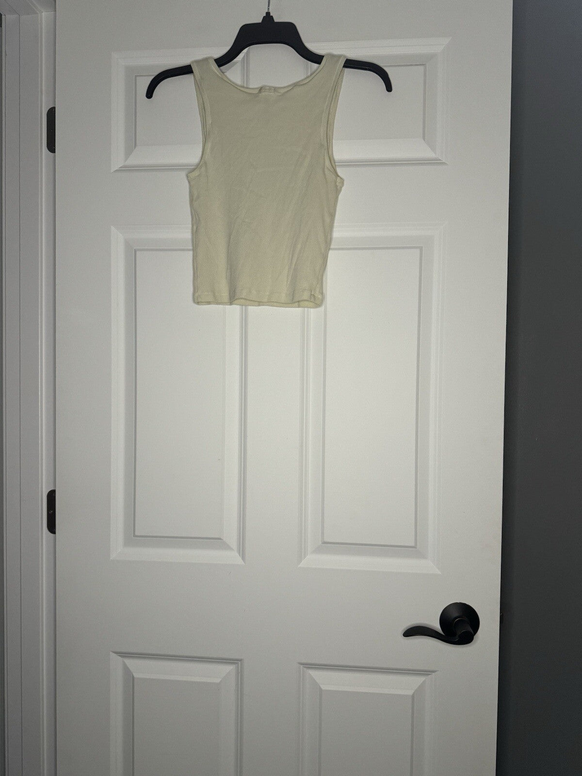 Skims Ribbed Cream Crop Tank Large