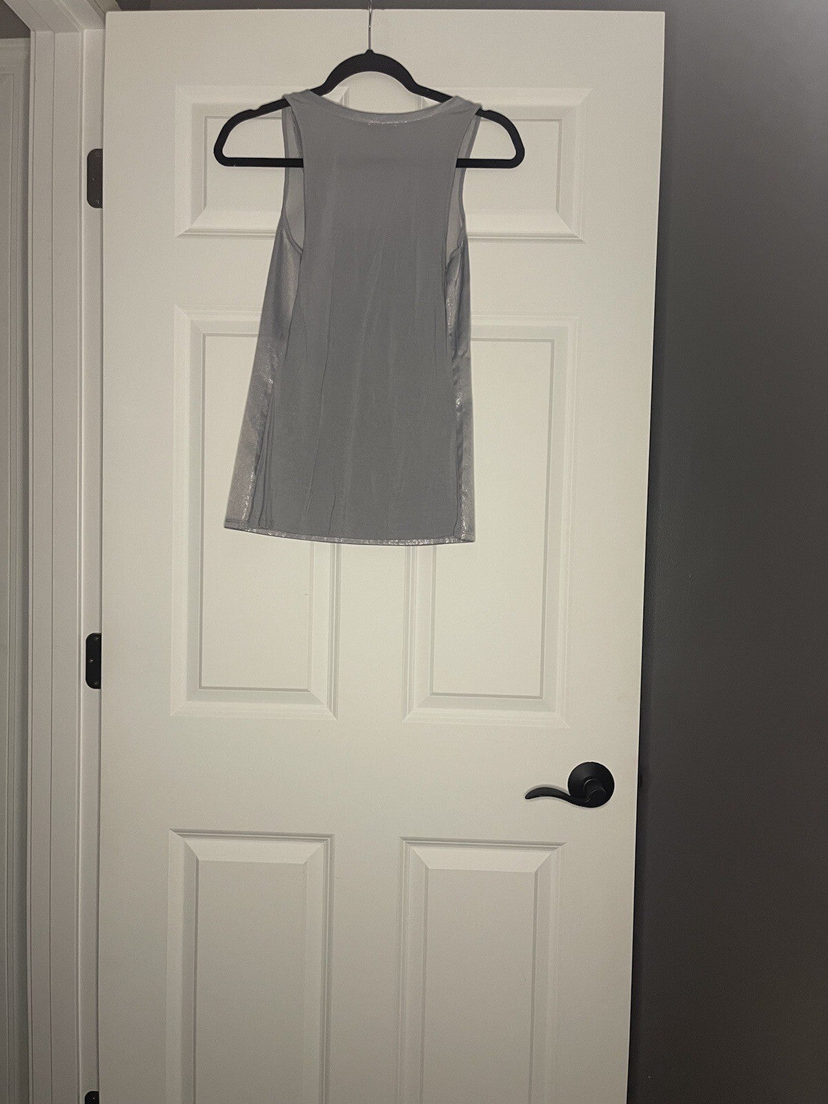 Express Sleeveless Blouse XS Blueish Gray W Silver Sparkle