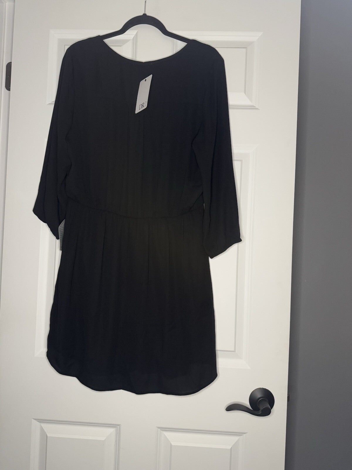 Dr2 Long Sleeve Dress Large Black Elastic Cuffs Nwt
