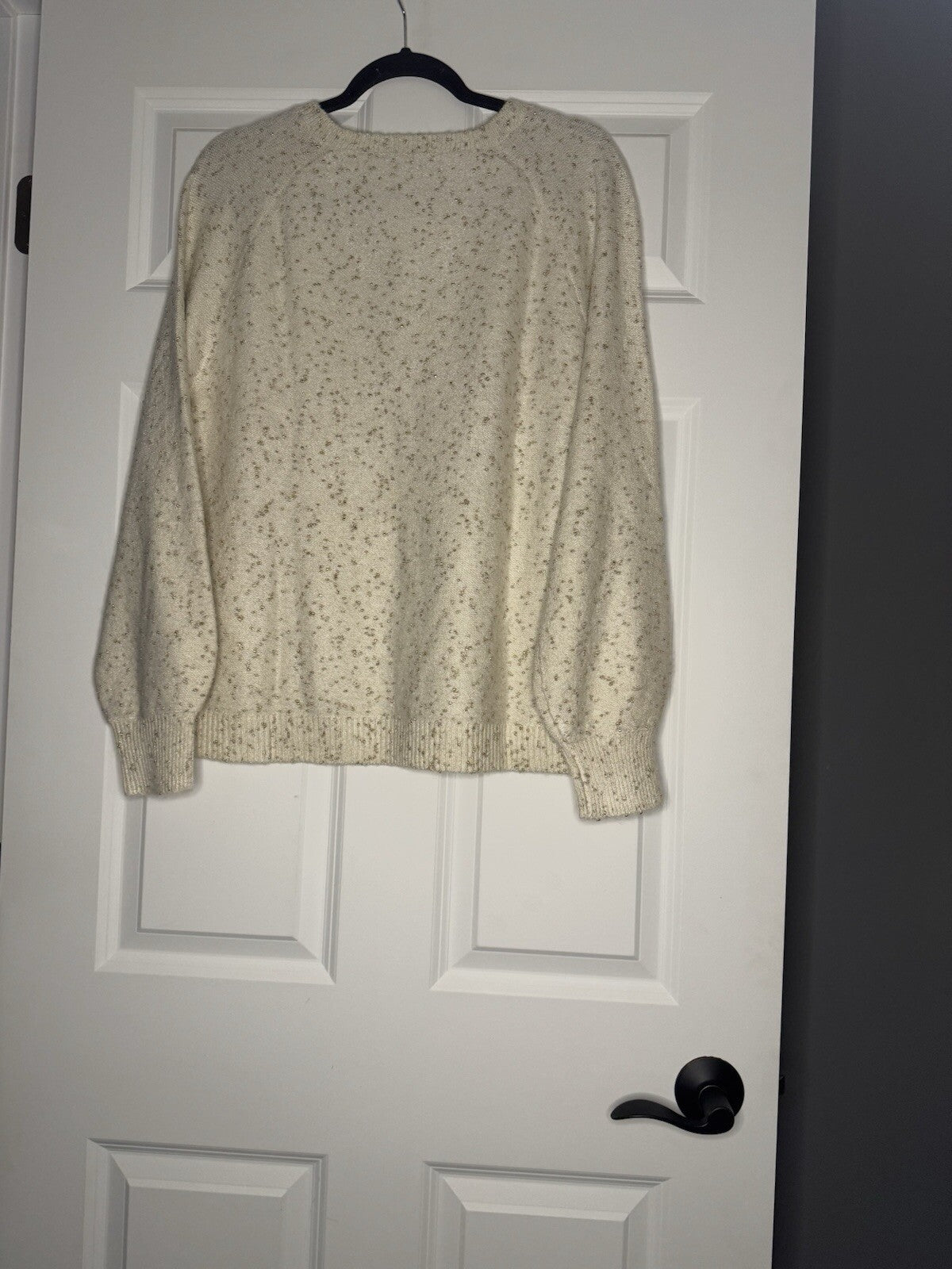Loft V Neck Sweater Cram With Gold Stitching Large Nwt