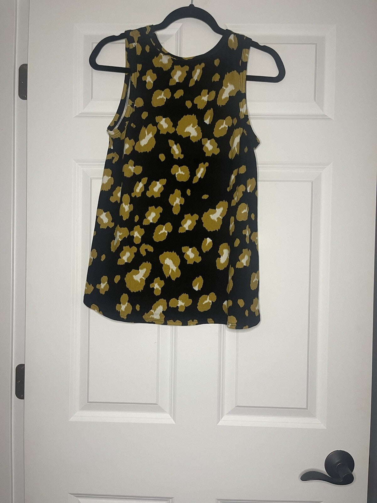 bom bom sleeveless blouse small black mustard white print