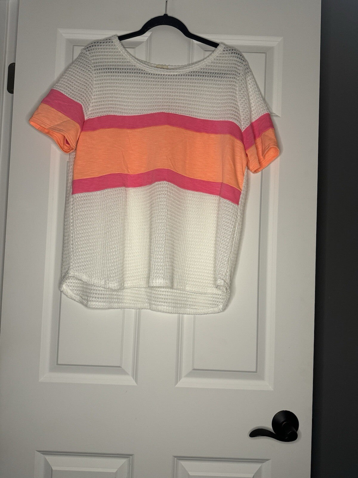 Bibi Xl Short Sleeve Blouse White Neon Pink And Orange