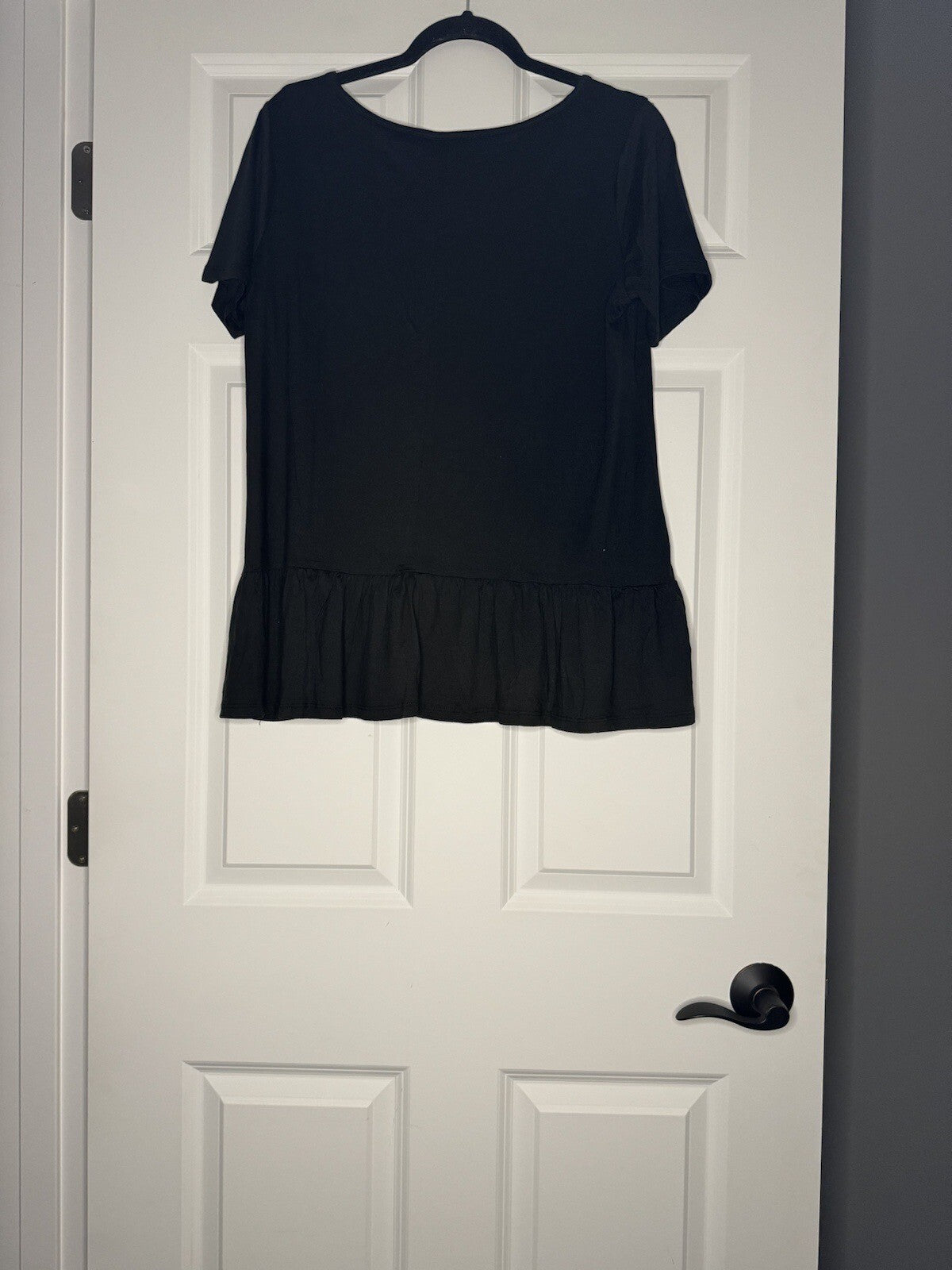 Doubleju Short Sleeve Blouse Large Flowy Bottom Black Nwt