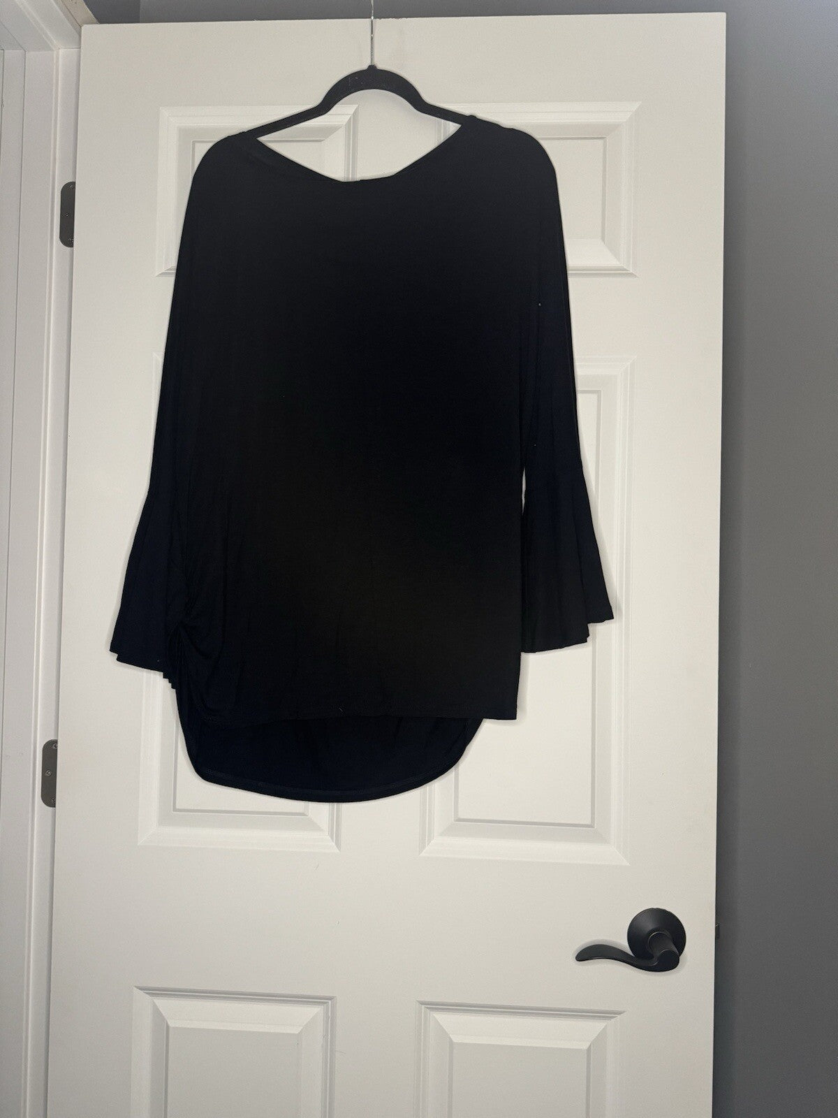 Emerald 3/4 Flowy Sleeve Blouse Cinched Side 1x Black Nwt