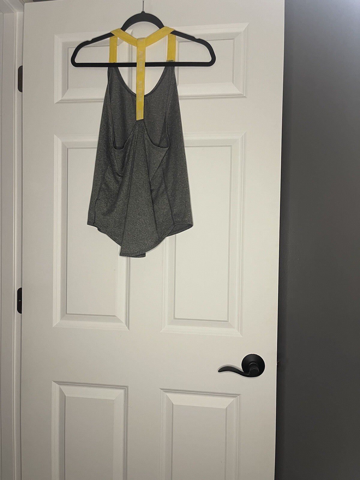 Nike Dri Fit Small Tank Top Heathered Gray With Yellow Strap