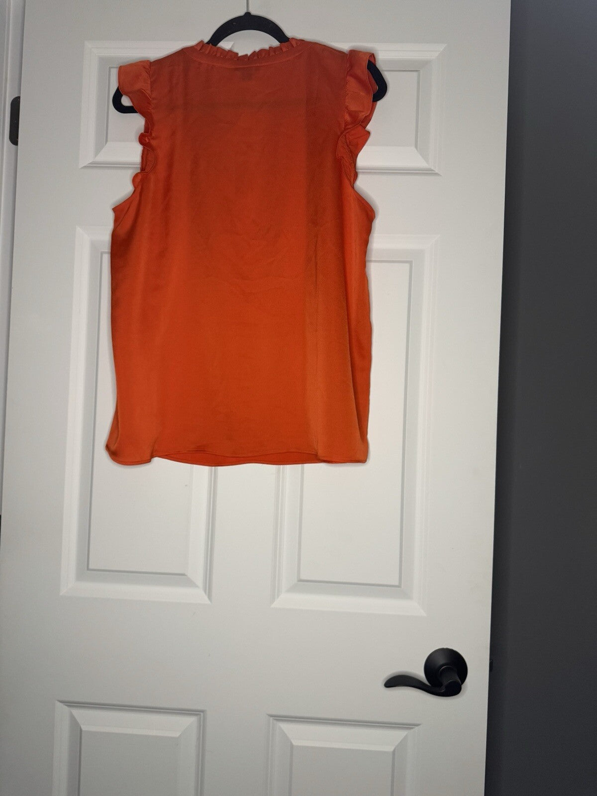 Ann Taylor Large Short Sleeve Ruffle Sleeve Blouse Orangish Red