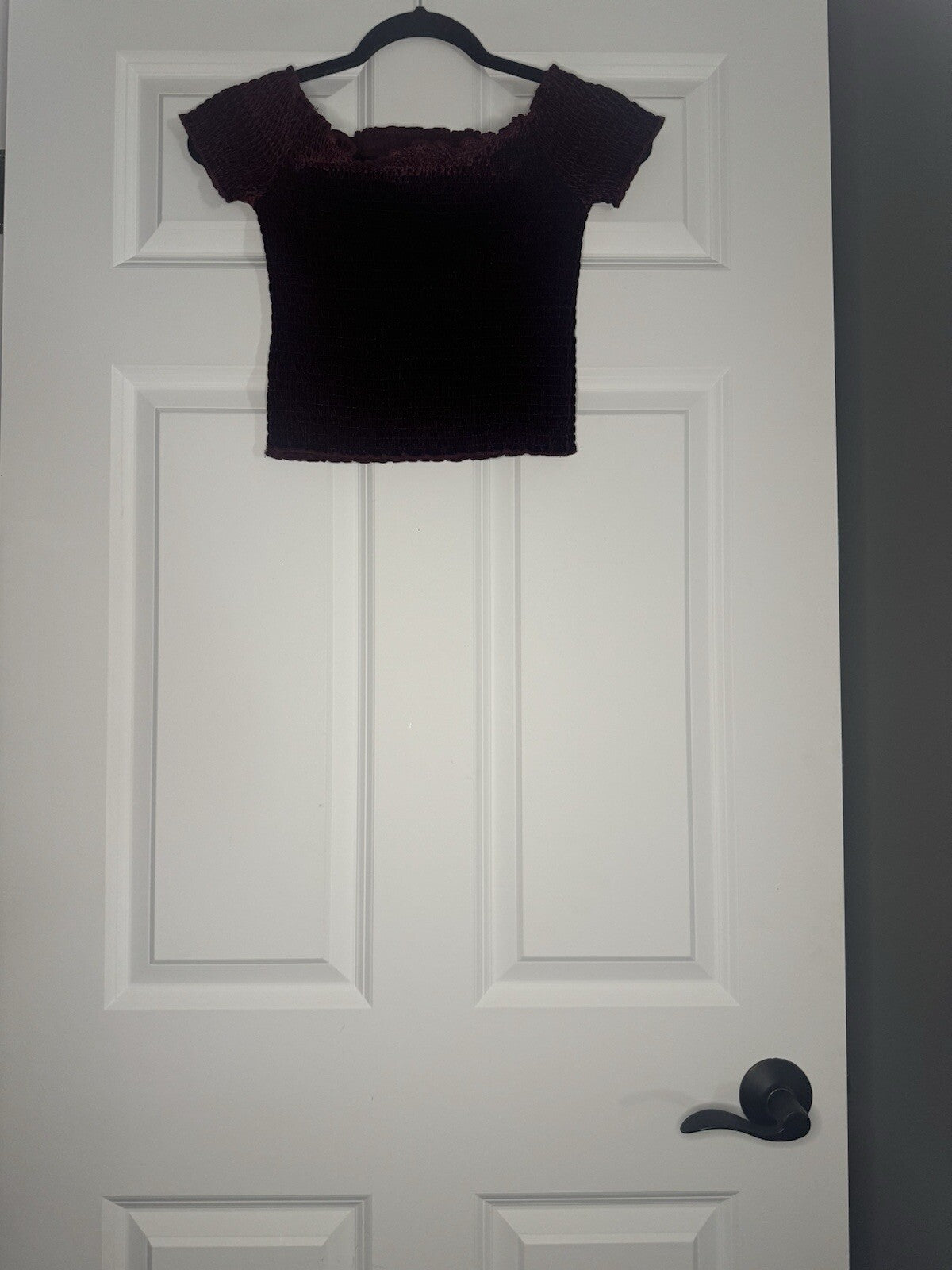 Urban Outfitters Light Before Dark Off Shoulder Crop Top Medium Maroon Velv Nwt