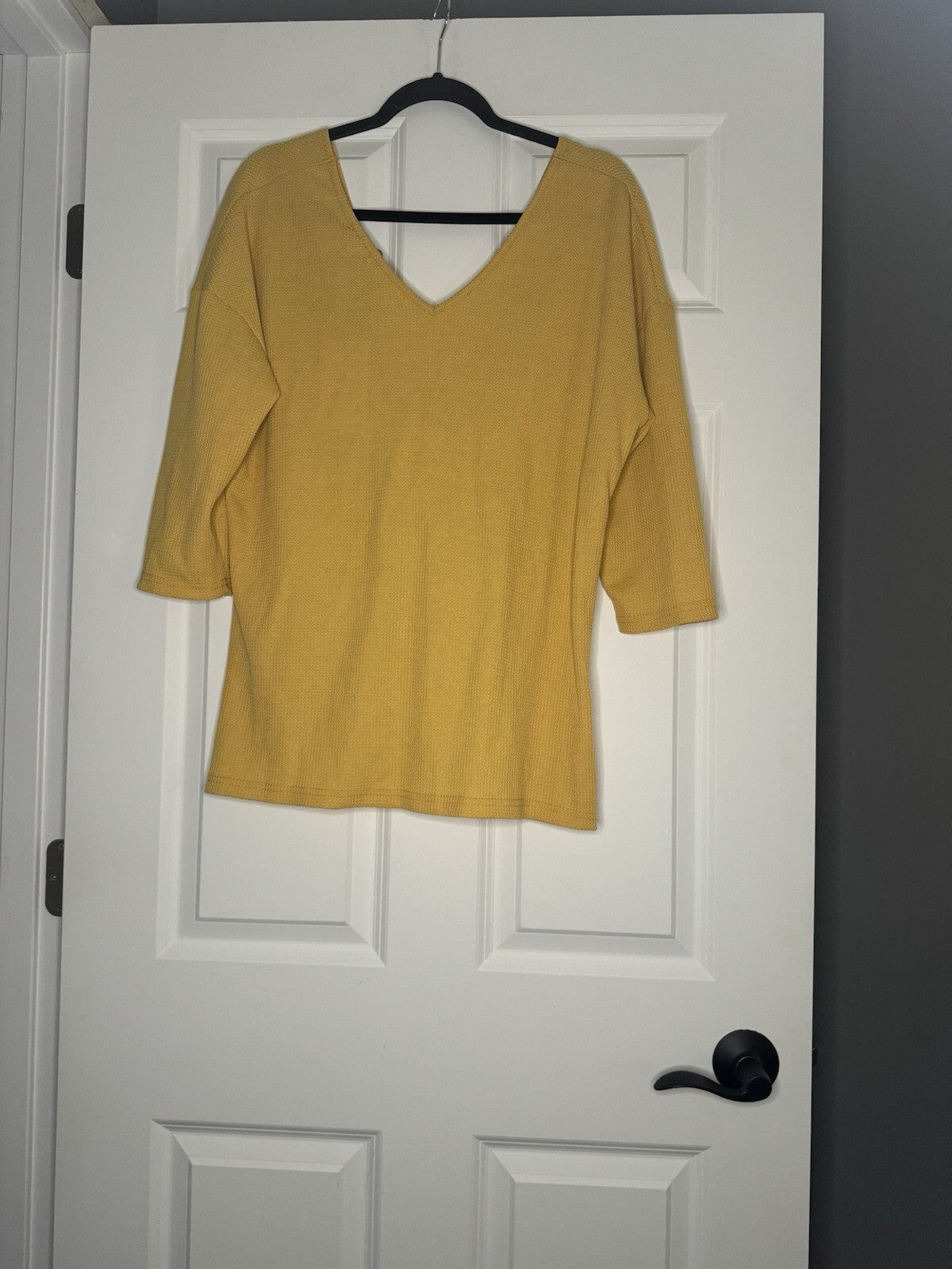 And The Why 3/4 Sleeve Top Large Twist Front Yellow Nwt