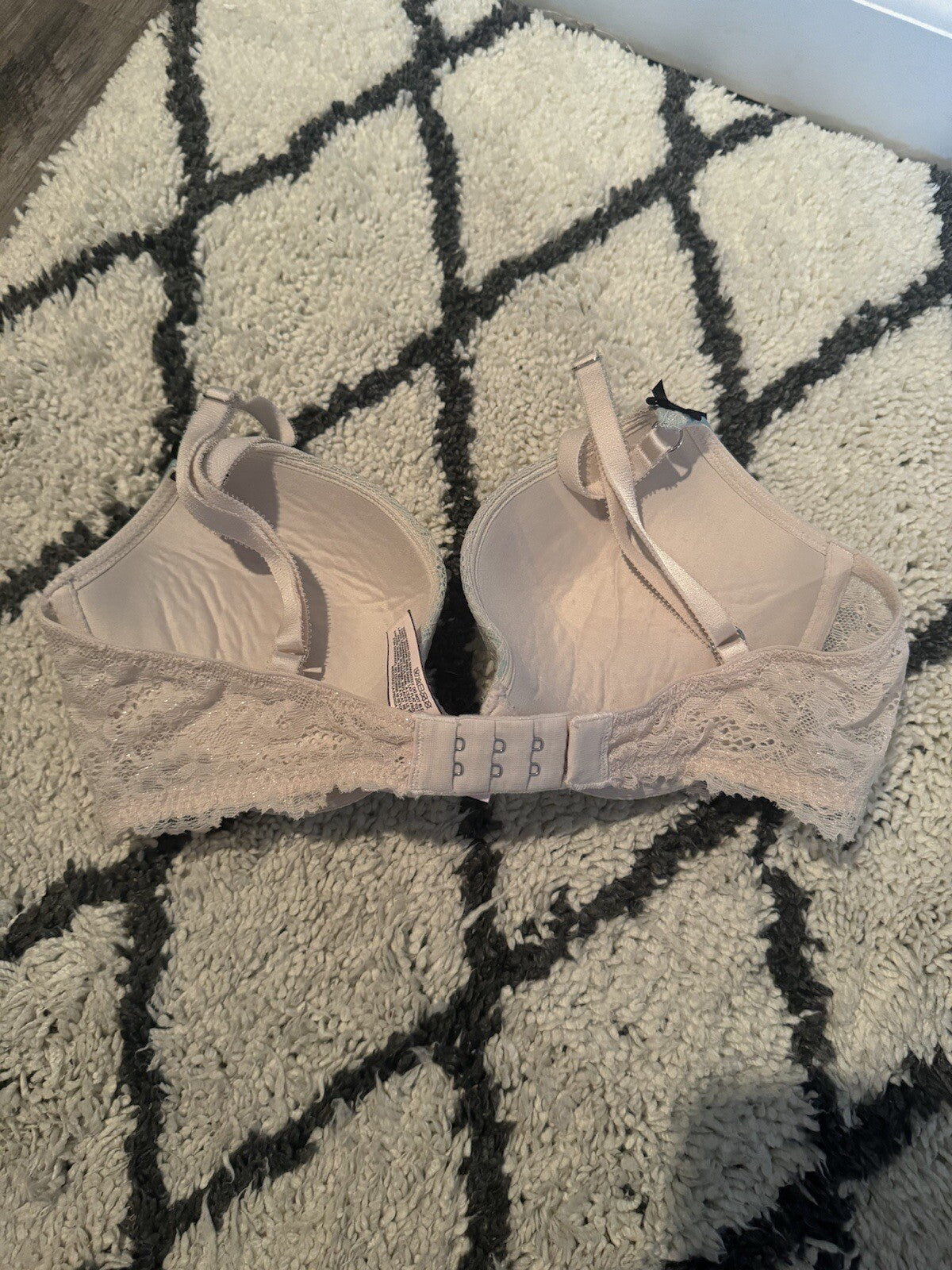 Victorias Secret Dream Angels Push Up Bra 34c Blue W Cream Lace