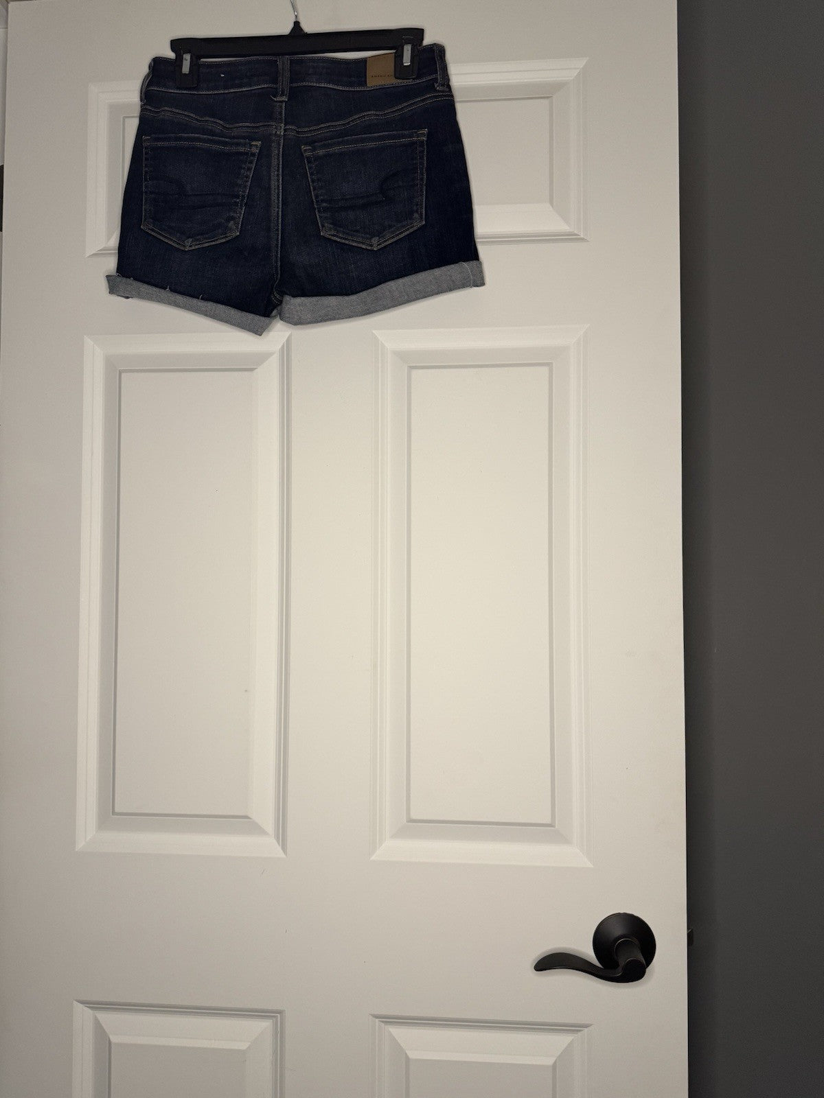 American Eagle Next Level Stretch Hi Rise Shortie Shorts Size 4 Distressed Dark