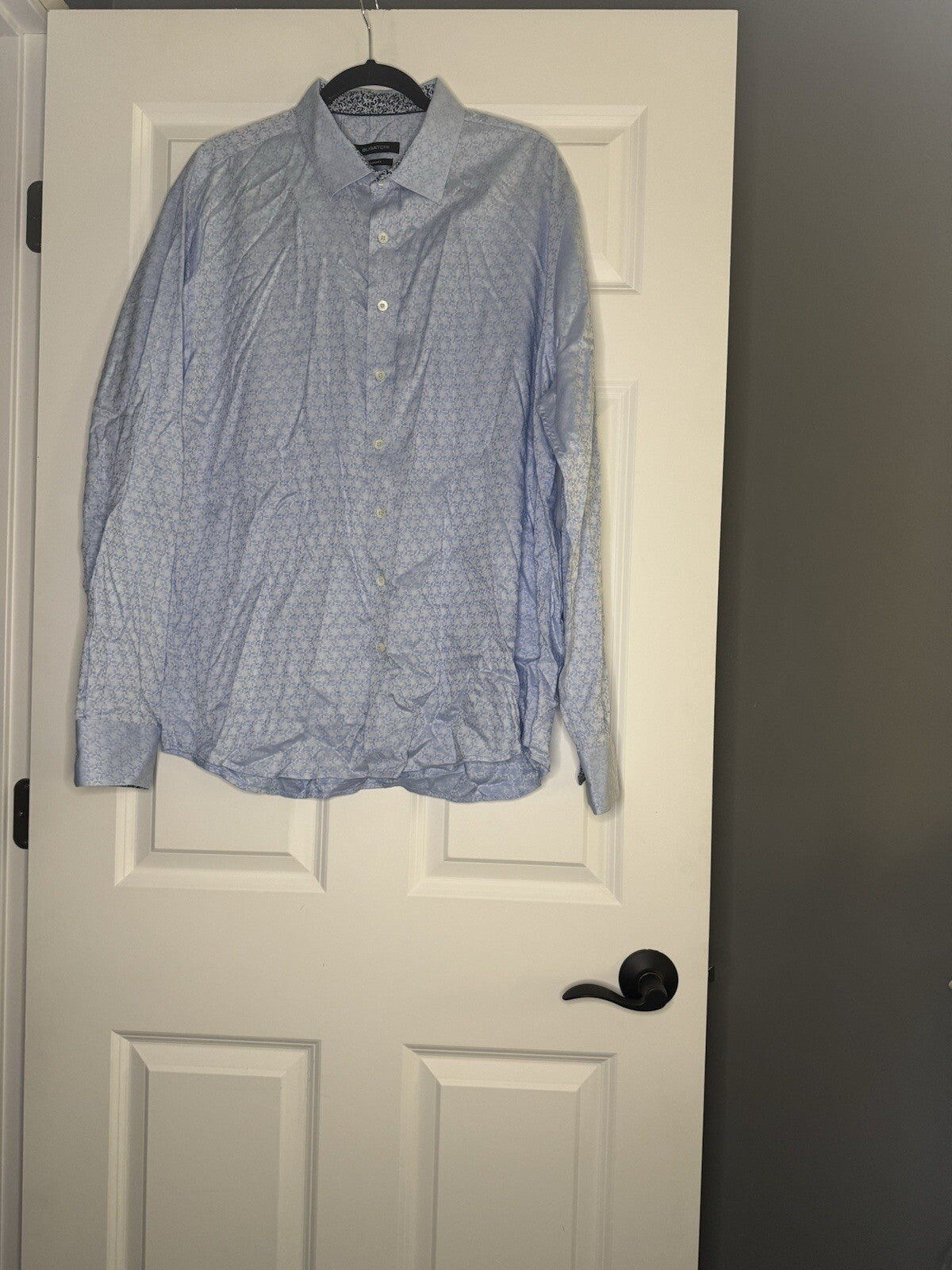 Bugatchi Shaped Fit Long Sleeve Button Up Xxl Blue Printed