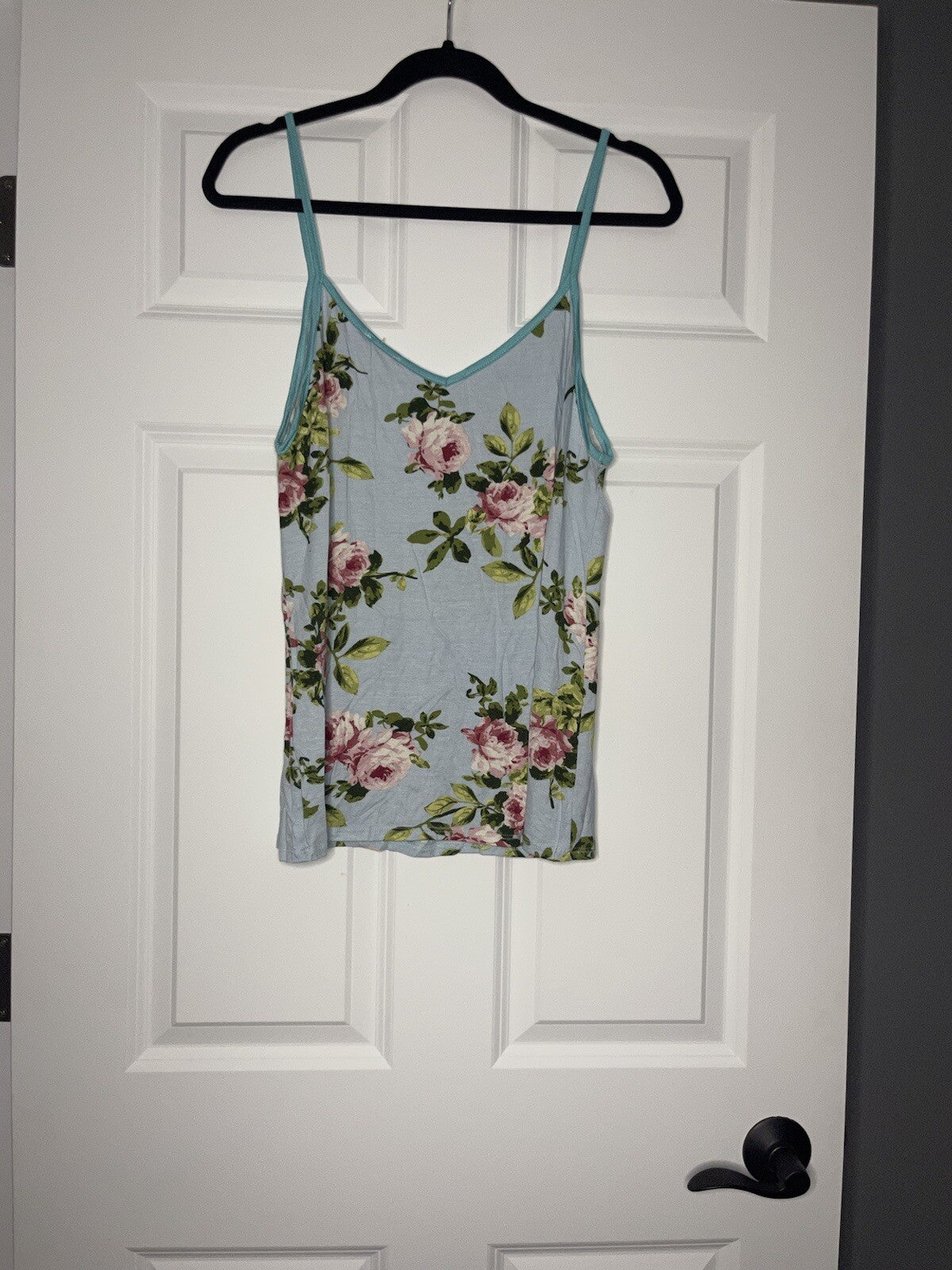 Bibi sleeveless blouse blue pink green floral small NWT