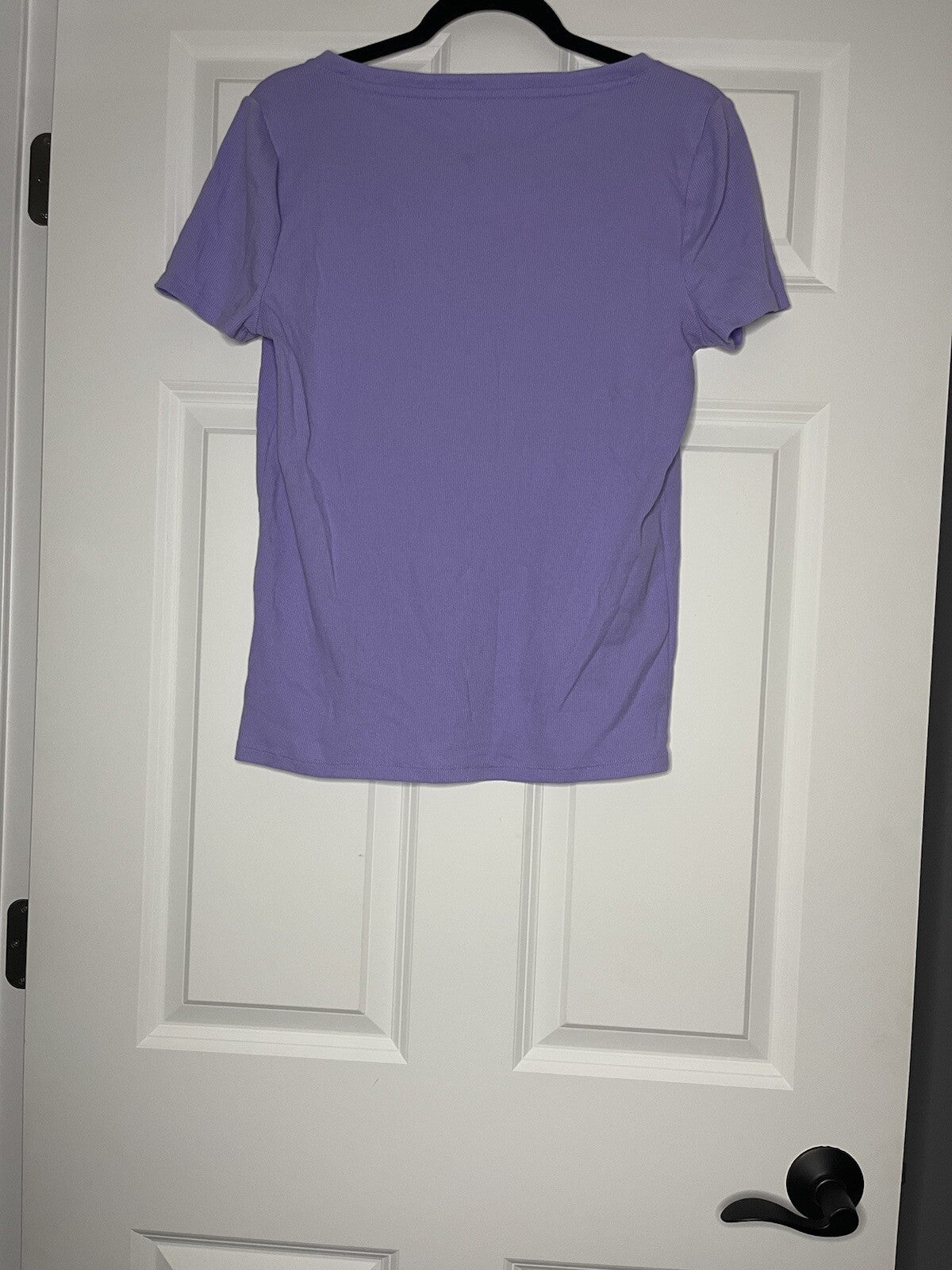 Gap Short Sleeve Blouse Large Ribbed Purple