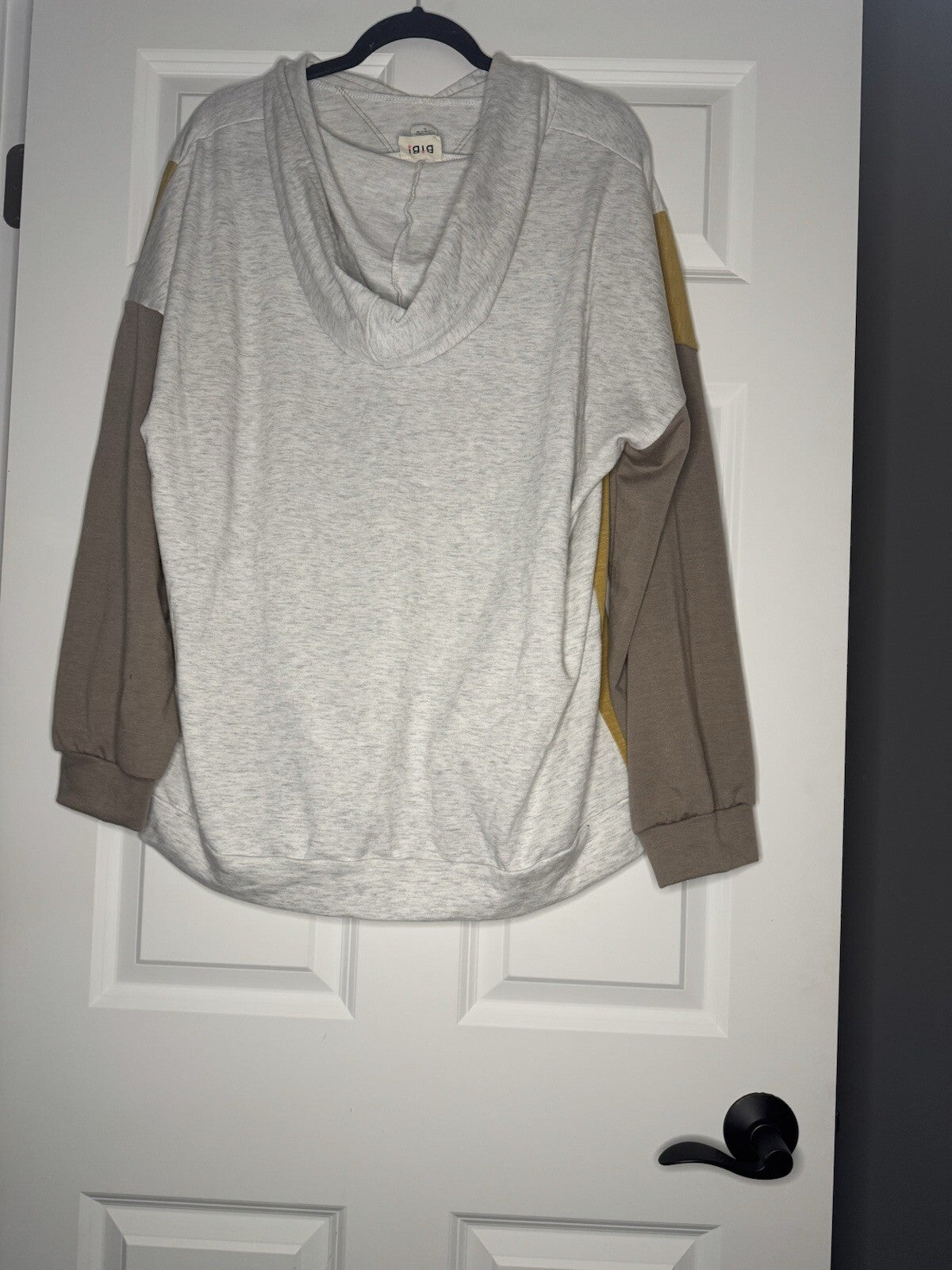 Bibi Hooded Sweatshirt Xl Light Gray Mustard And Brown