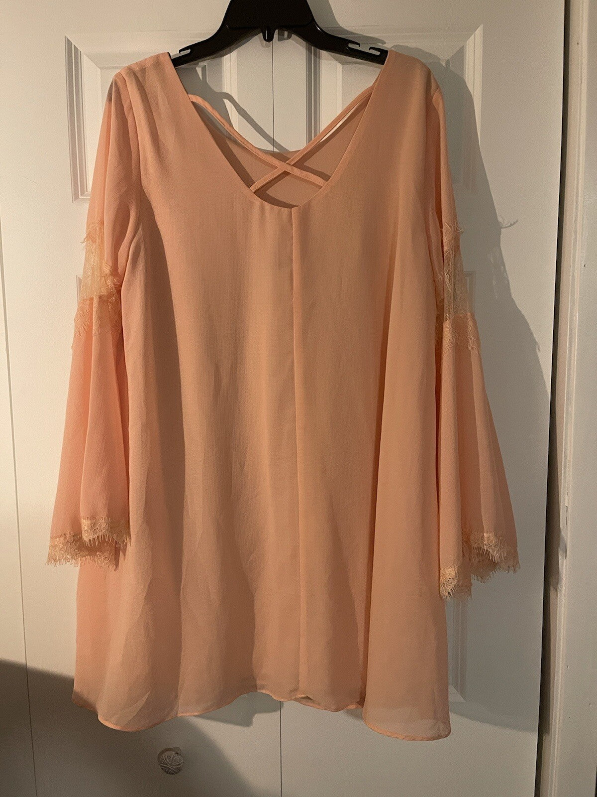 Entro dress with boho sleeves large peach nwt