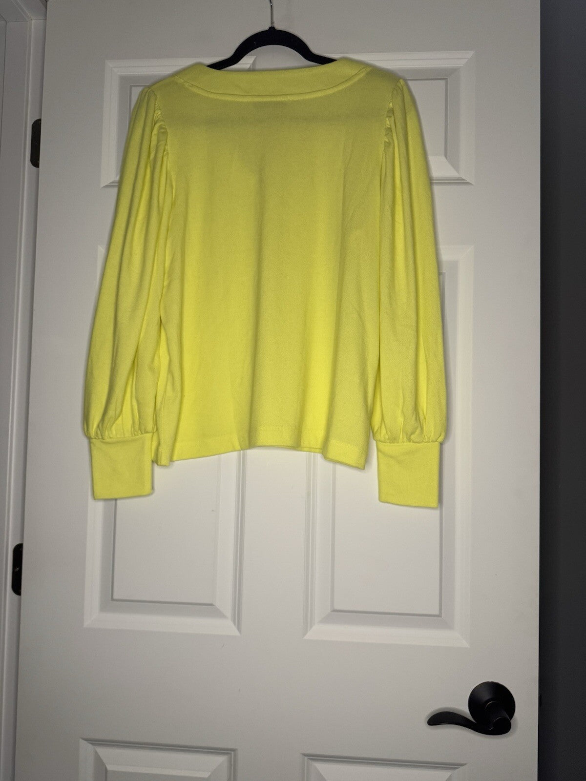 Loft Long Sleeve V Neck Top Large Yellow Cinch Shoulders Large Nwt So Soft