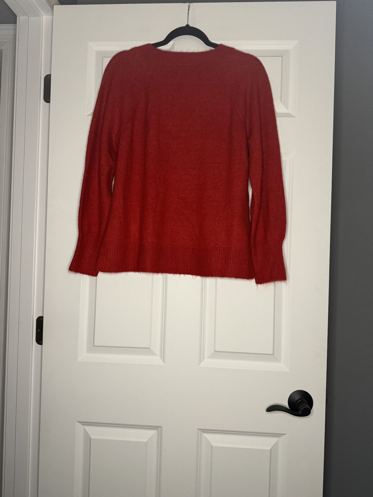 Loft V Neck Sweater Large Petite Slits In Sides Red Nwt