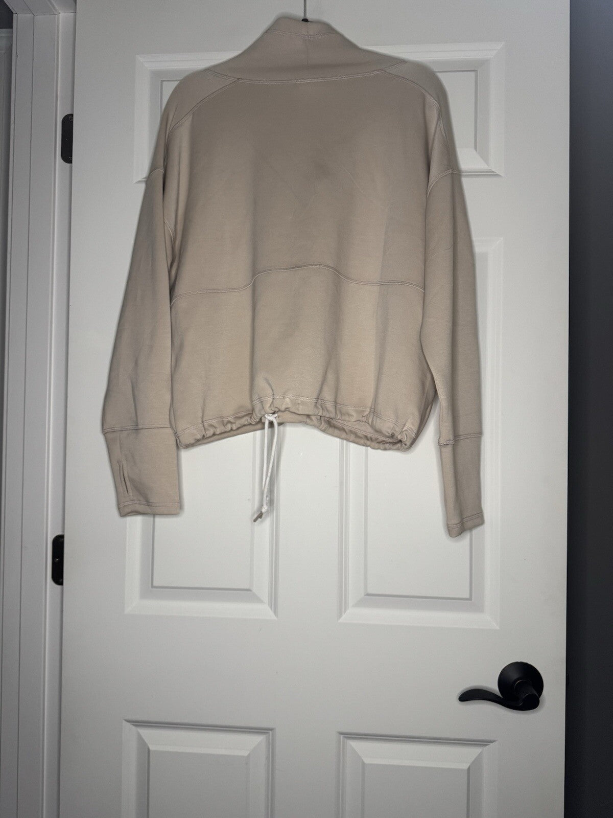 Sage Collective Pullover Sweatshirt Large Beige W White Drawstring Waist Nwt 98
