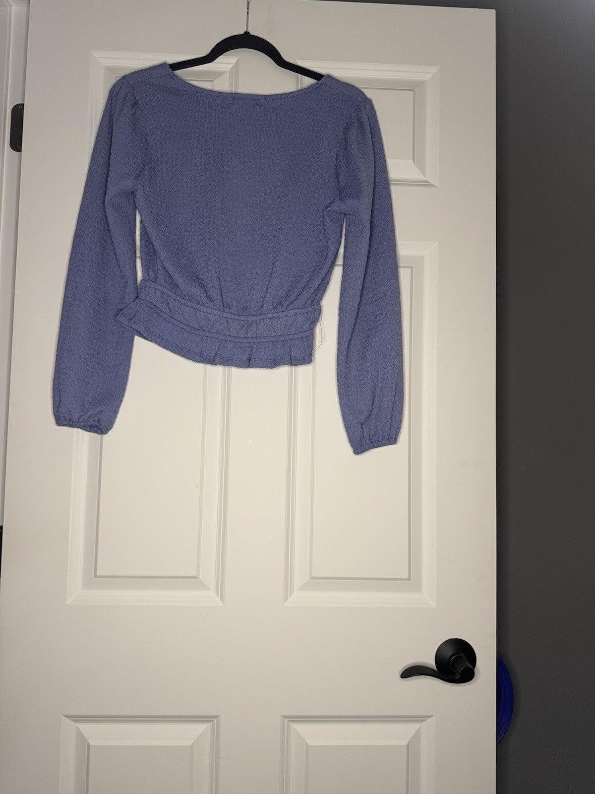 Lush Long Sleeve Textured Blouse Small Violet 