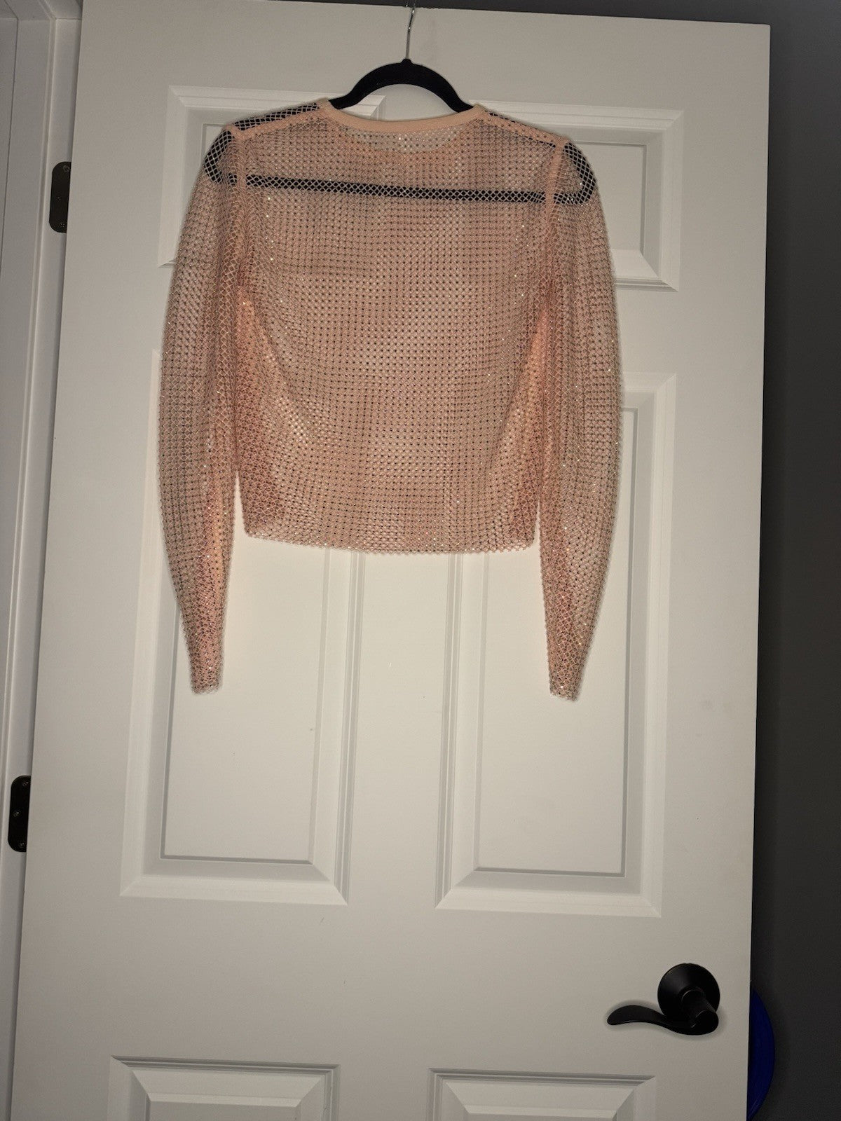 Unbranded One Size Mesh Long Sleeve Rhinestone Pink Top Stretchy