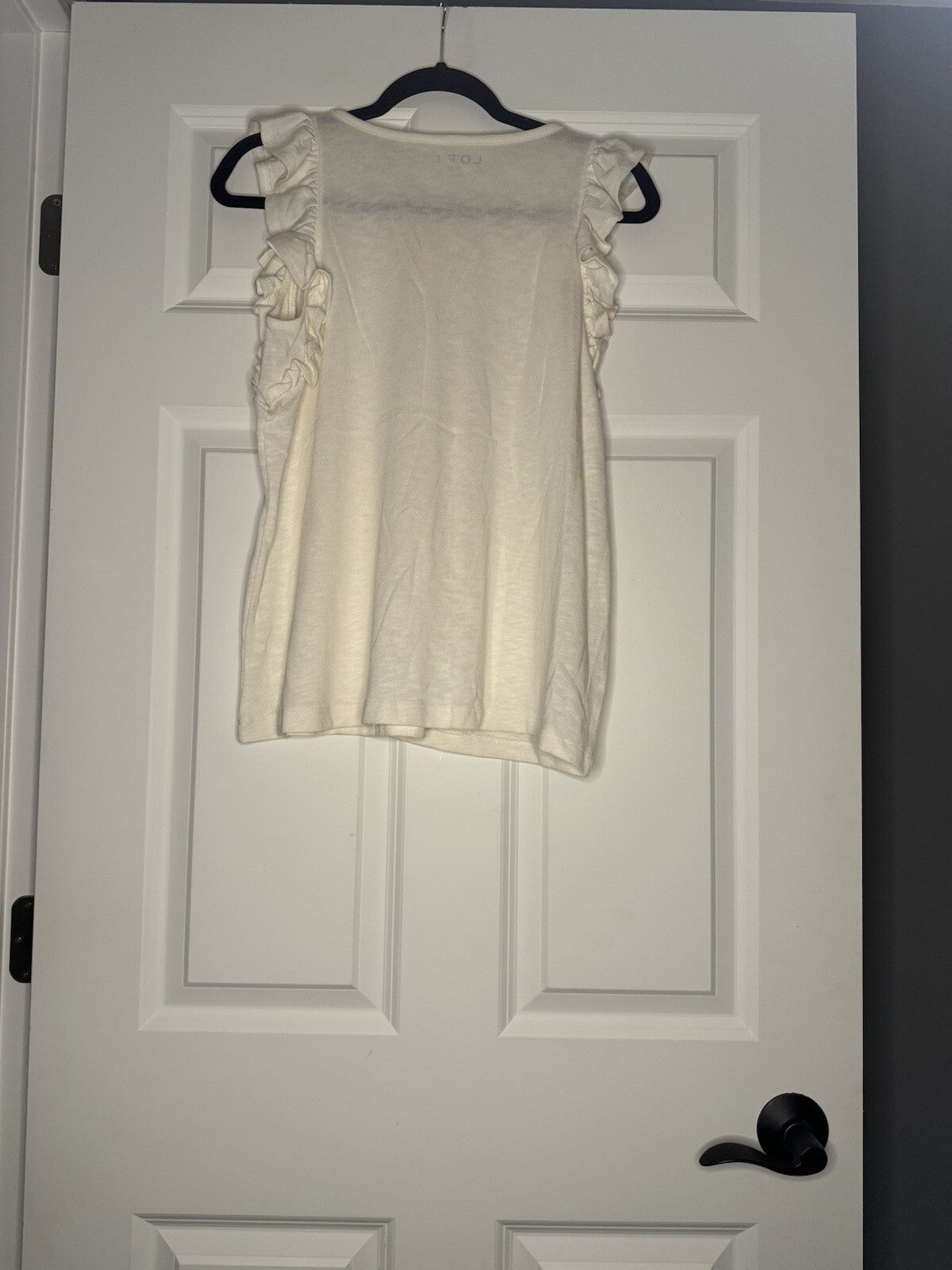 Loft Ruffle Sleeve Blouse Ivory Large Nwt